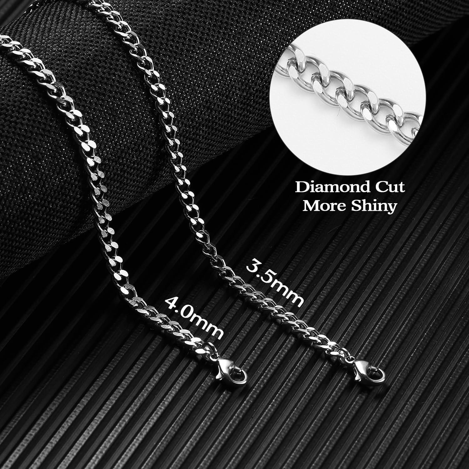 imageKing Will Cuban Chain for Men and Women 40mm Stainless Steel Mens Gold Chain Hip Hop Link NecklaceSilver35mm