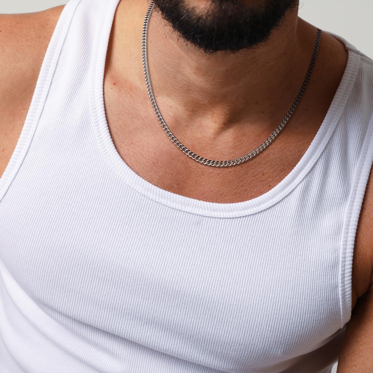 imageKing Will Cuban Chain for Men and Women 40mm Stainless Steel Mens Gold Chain Hip Hop Link NecklaceSilver35mm