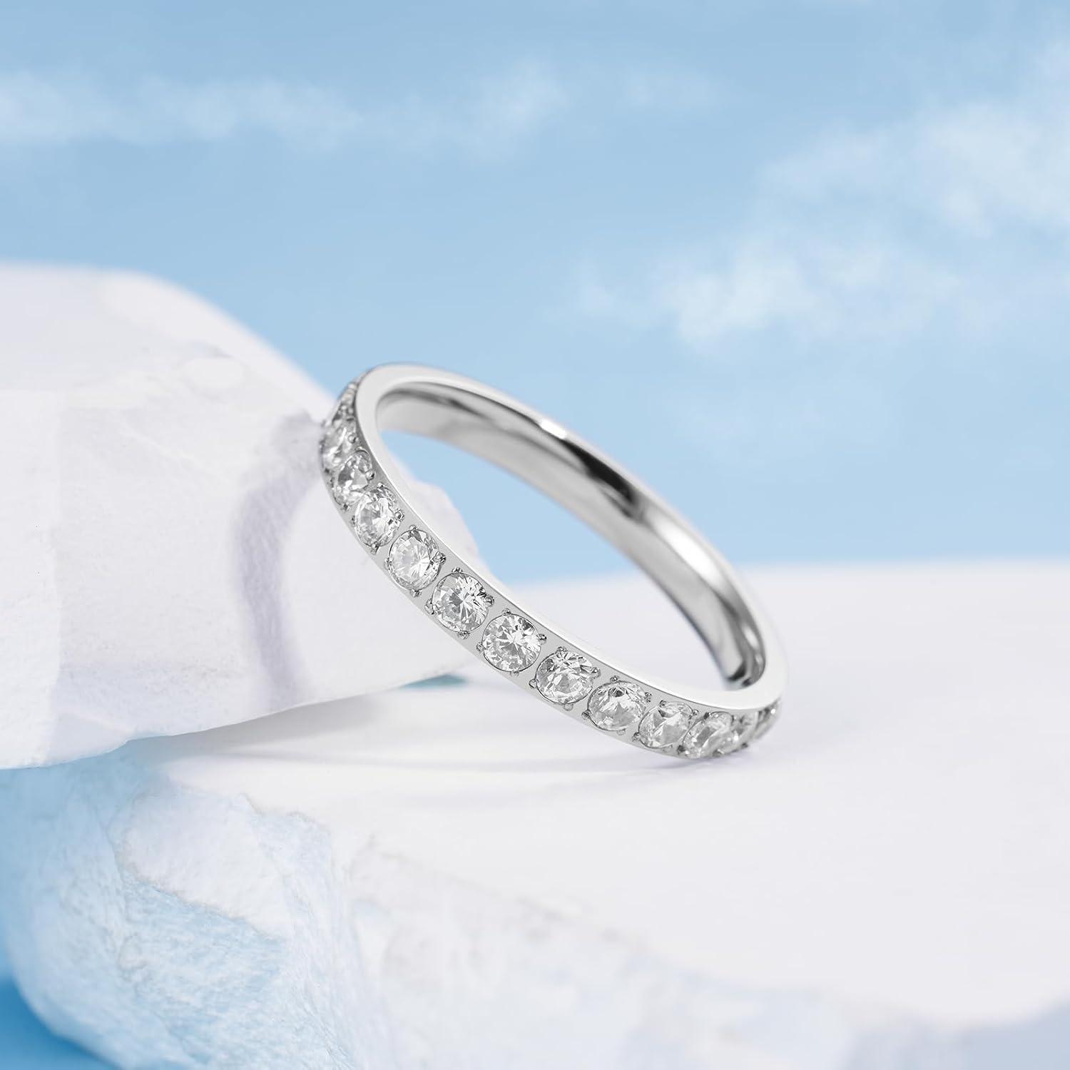 imageKing Will Eternity Band Rings for Couple 7mm Mens Wedding Ring ampamp 3mm Cubic Zirconia Rings for Women