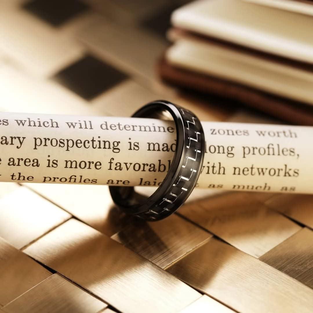 imageKing Will GENTLEMAN 7mm Mens Titanium Wedding Ring Carbon Fiber Inlay Engagement Ring BlackSilverGoldBlue Promise Ring For Him Comfort FitBlack