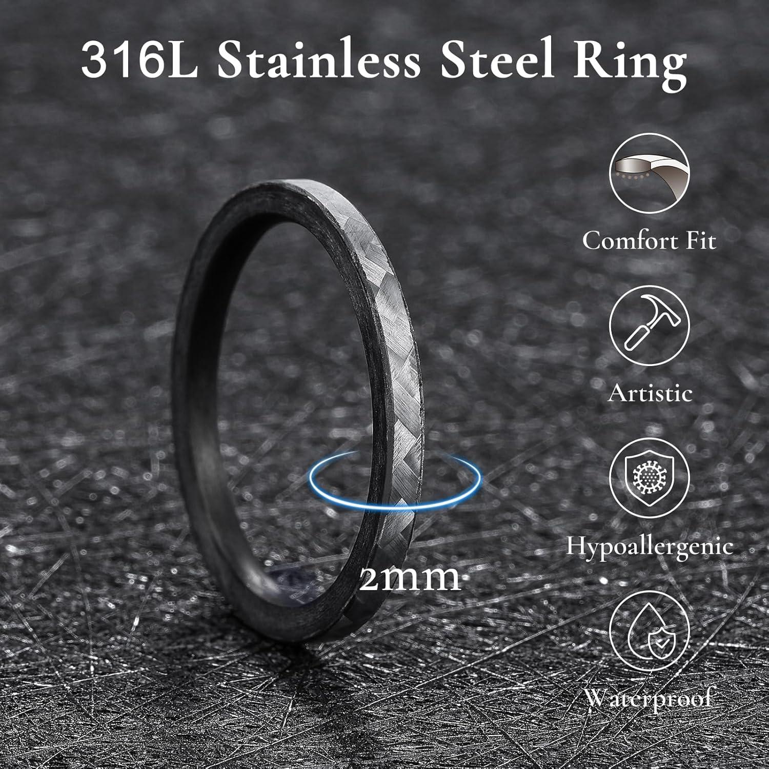 imageKing Will GENTLEMAN 7mm Mens Titanium Wedding Ring Carbon Fiber Inlay Engagement Ring BlackSilverGoldBlue Promise Ring For Him Comfort FitGray2mm