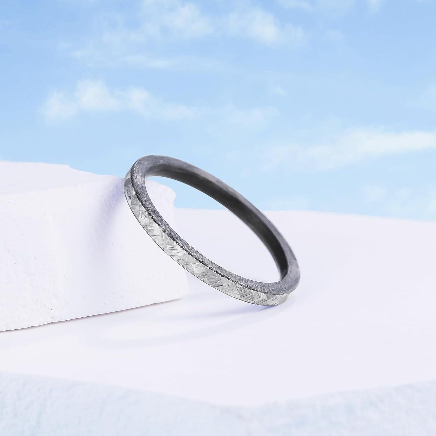 imageKing Will GENTLEMAN 7mm Mens Titanium Wedding Ring Carbon Fiber Inlay Engagement Ring BlackSilverGoldBlue Promise Ring For Him Comfort FitGray2mm