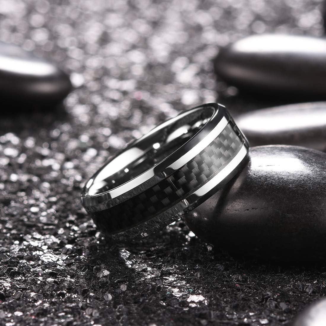 imageKing Will GENTLEMAN 7mm Mens Titanium Wedding Ring Carbon Fiber Inlay Engagement Ring BlackSilverGoldBlue Promise Ring For Him Comfort FitSilver