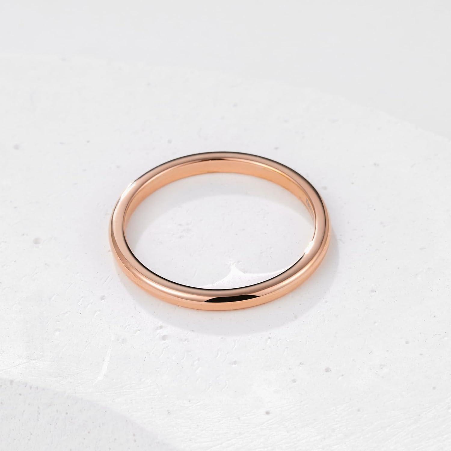 imageKing Will Glory 2mm Rose Gold Thin Tungsten Ring Wedding Band High Polished for Men Women 85