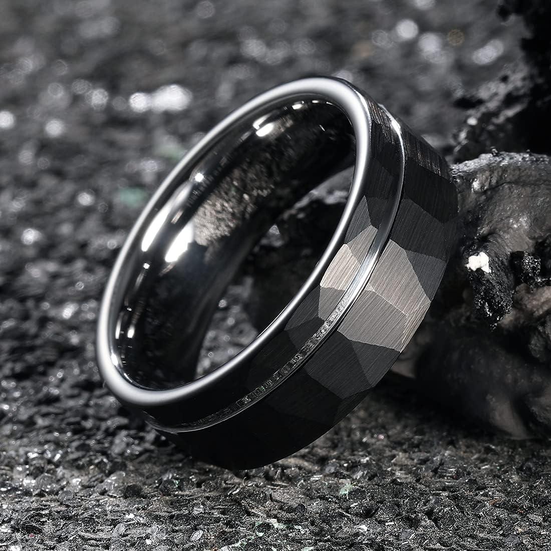 imageKing Will Hammer 8MM Mens Tungsten Ring BlackSilverGoldRose Gold Faceted Finish Tungsten Carbide Wedding Band Stripe Two Tone Rose GoldSilver Plating GrooveSilver