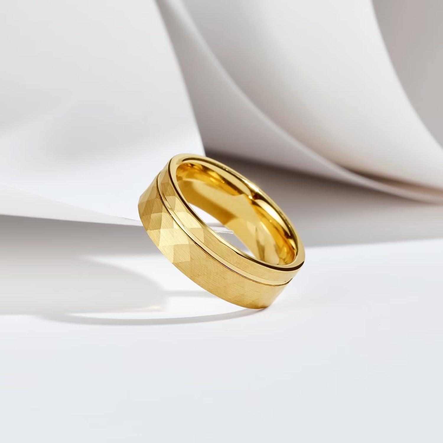 imageKing Will Hammer 8MM Mens Tungsten Ring BlackSilverGoldRose Gold Faceted Finish Tungsten Carbide Wedding Band Stripe Two Tone Rose GoldSilver Plating GrooveGold