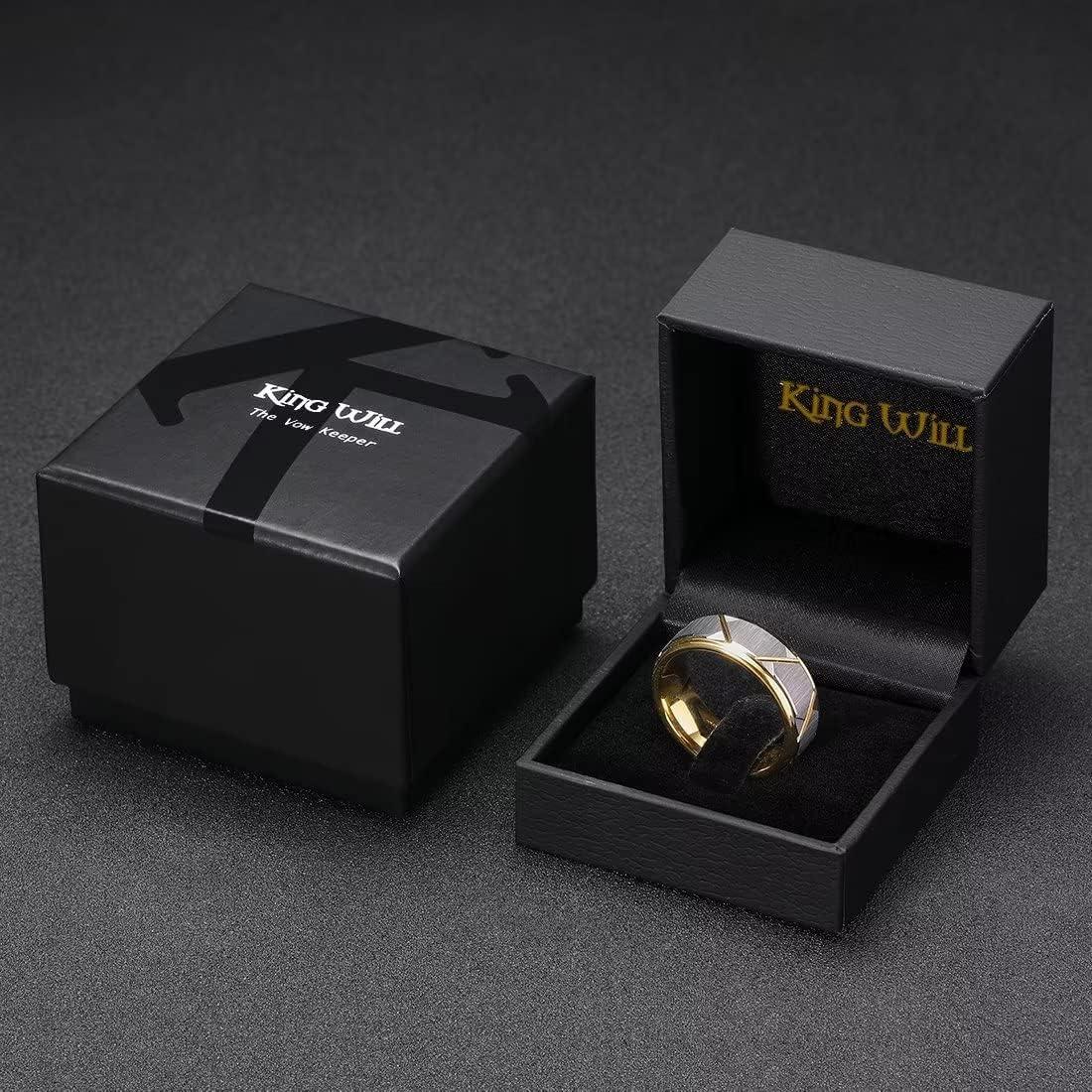 imageKing Will Hammer 8MM Mens Tungsten Ring BlackSilverGoldRose Gold Faceted Finish Tungsten Carbide Wedding Band Stripe Two Tone Rose GoldSilver Plating GrooveDgold silver groove