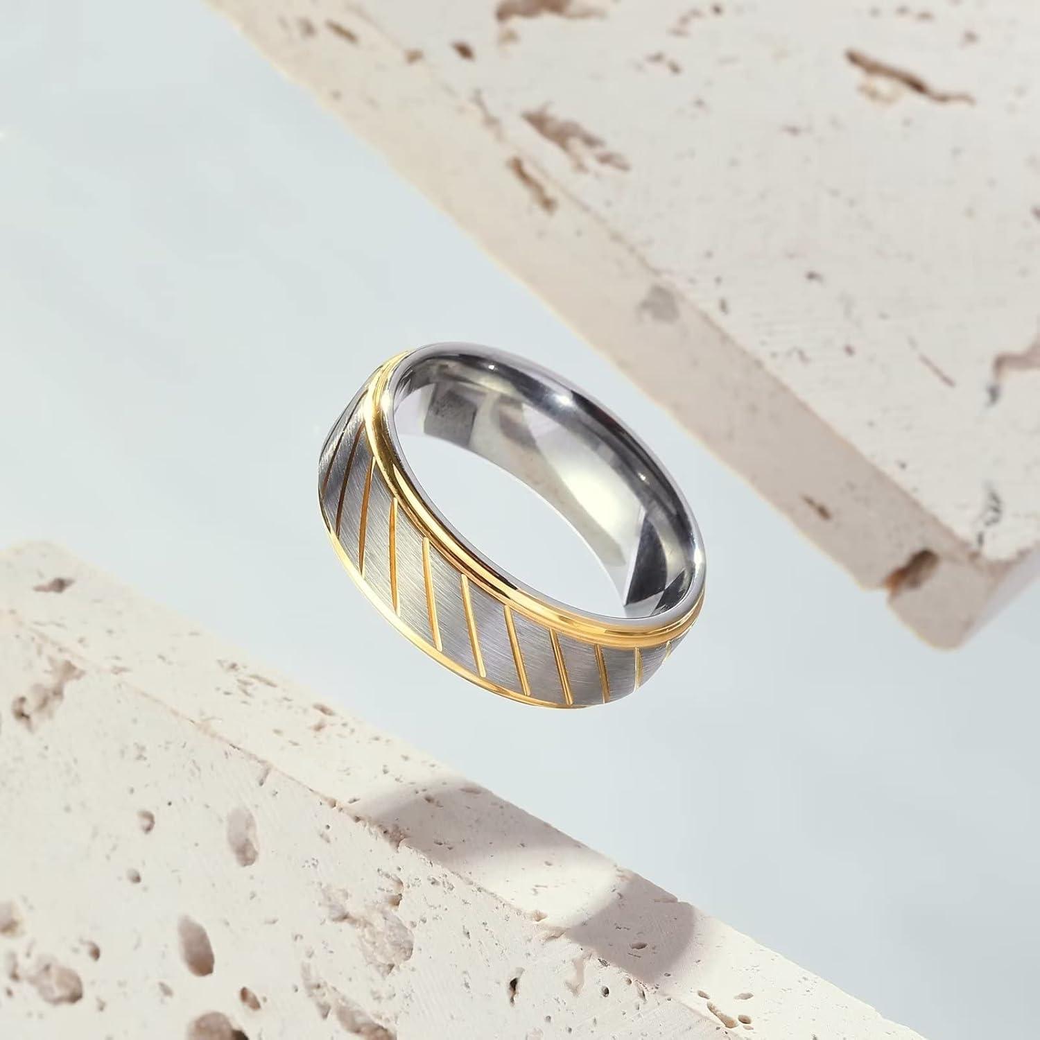 imageKing Will Hammer 8MM Mens Tungsten Ring BlackSilverGoldRose Gold Faceted Finish Tungsten Carbide Wedding Band Stripe Two Tone Rose GoldSilver Plating GrooveDgold groove