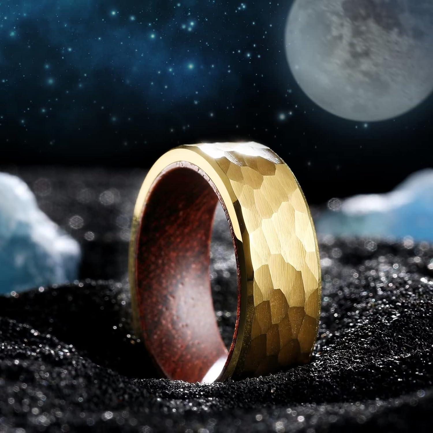 imageKing Will Hammered 8mm Silver Tungsten Ring Hammer MultiFaceted Men Wedding Band Polished Domed Brushed Step Edge Comfort Fitwoodgold