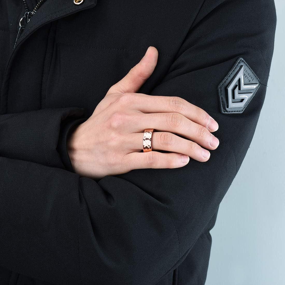 imageKing Will Hammered 8mm Silver Tungsten Ring Hammer MultiFaceted Men Wedding Band Polished Domed Brushed Step Edge Comfort Fitwoodrose gold