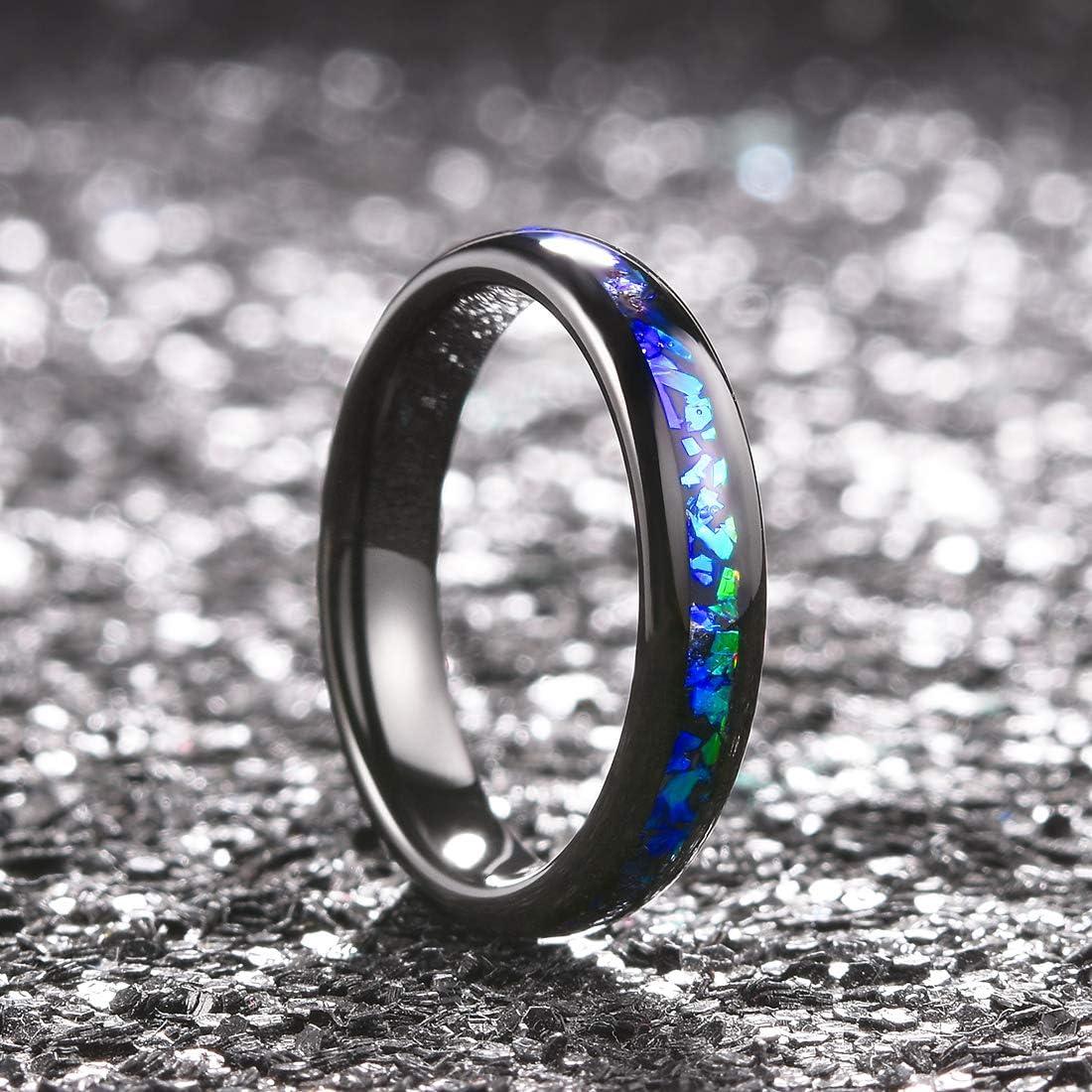 imageKing Will Mens 4mm6mm8mm Black Tungsten Wedding Band Blue Green Purple Fragments Inlay Rings Engagement Band Comfort FitA4mm bluepurple
