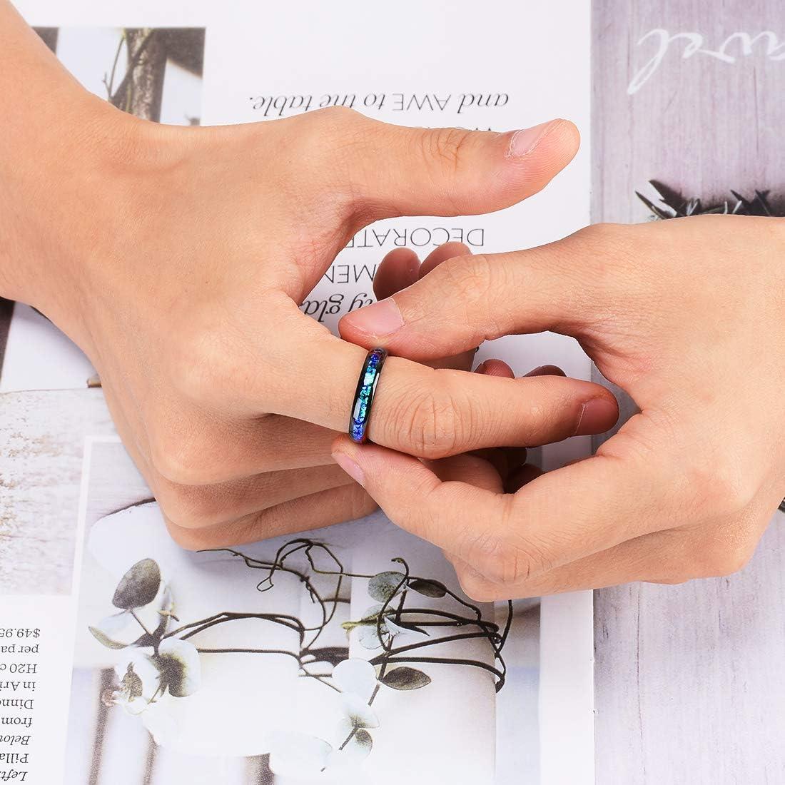 imageKing Will Mens 4mm6mm8mm Black Tungsten Wedding Band Blue Green Purple Fragments Inlay Rings Engagement Band Comfort FitA4mm bluepurple