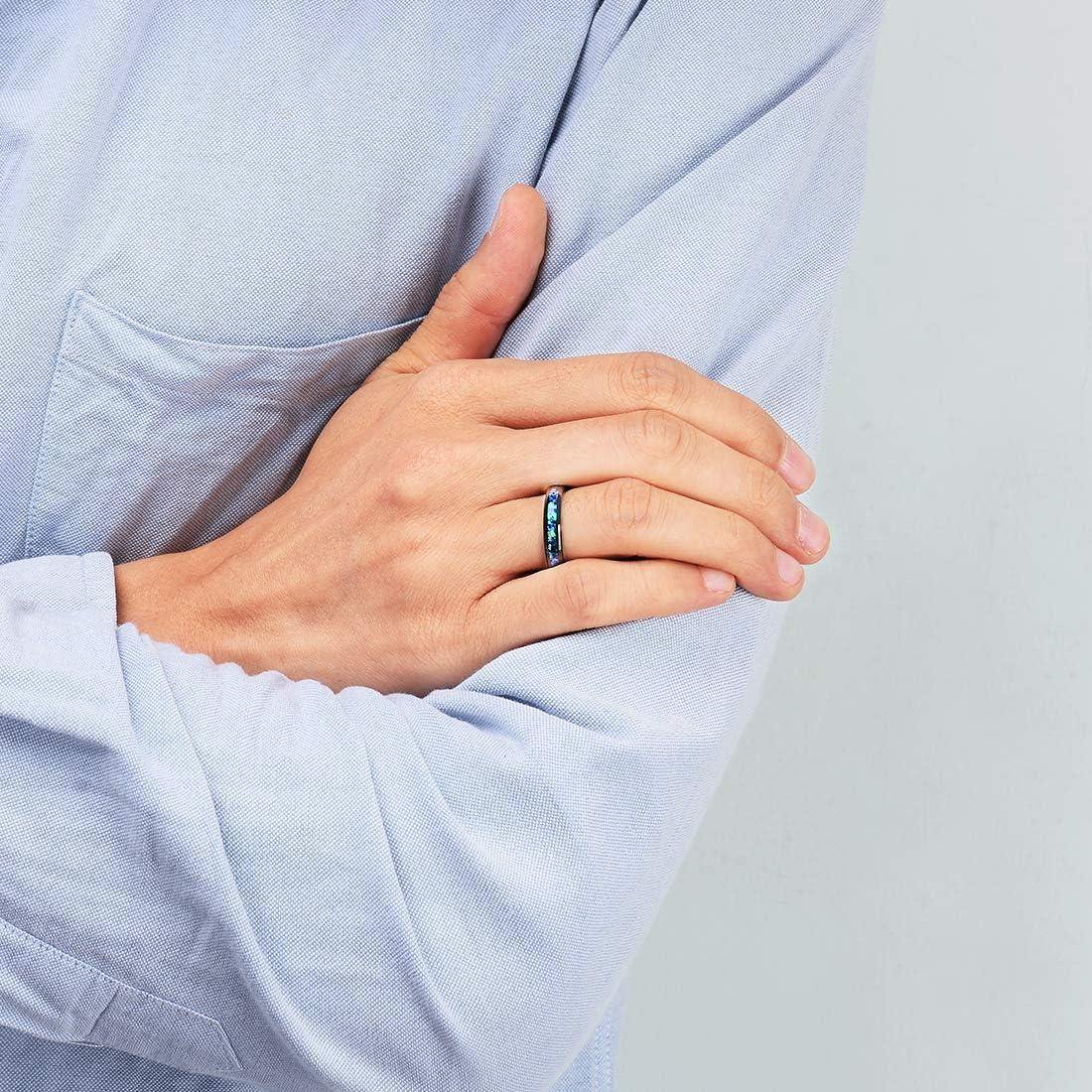 imageKing Will Mens 4mm6mm8mm Black Tungsten Wedding Band Blue Green Purple Fragments Inlay Rings Engagement Band Comfort FitA4mm bluepurple