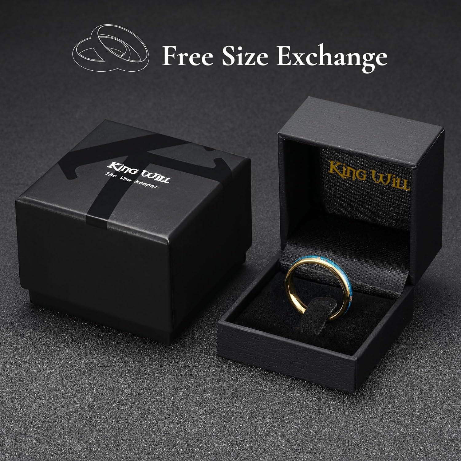 imageKing Will Mens 4mm6mm8mm Black Tungsten Wedding Band Blue Green Purple Fragments Inlay Rings Engagement Band Comfort FitGoldBlueRose4mm