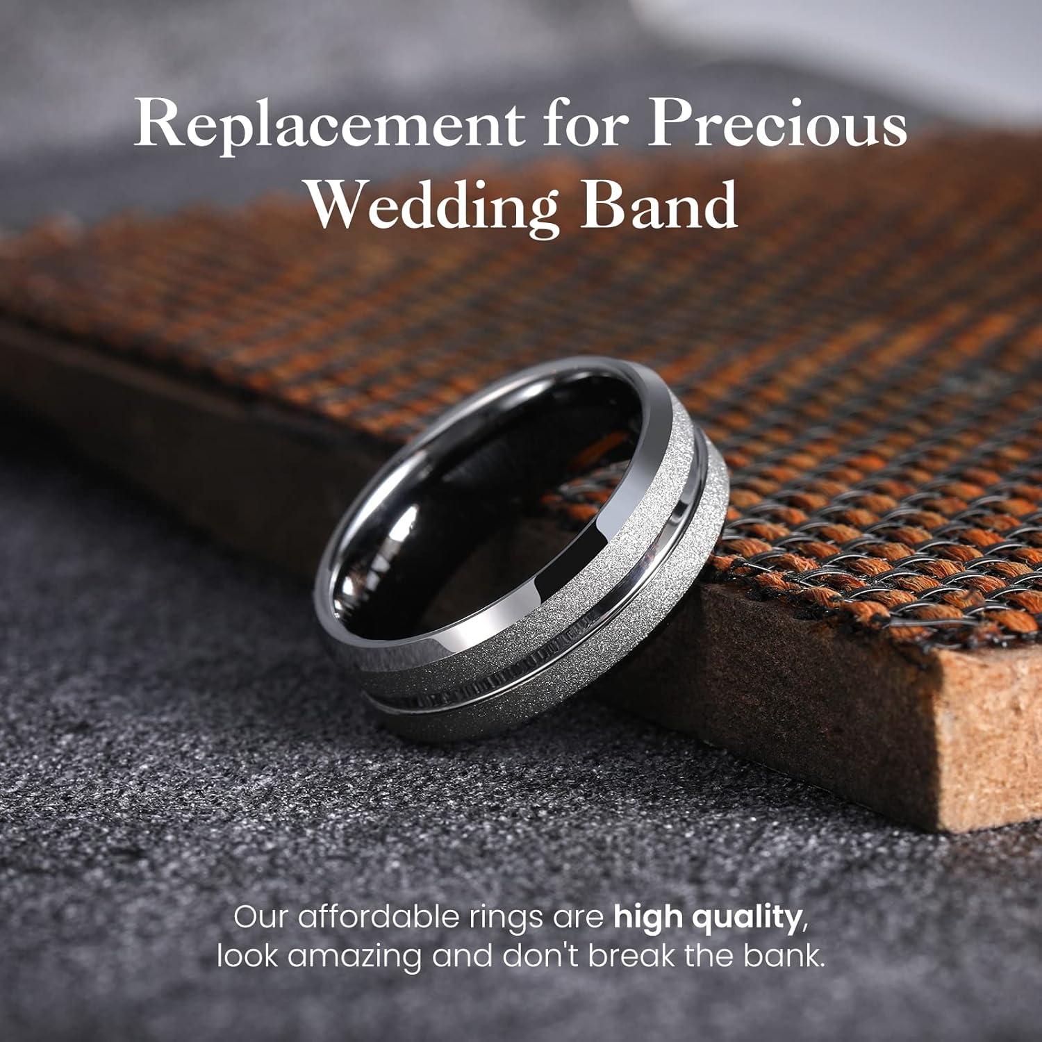 imageKing Will Mens 8mm Rose Gold GrooveGold LoopBlack Cross Groove Tungsten Carbide Wedding Ring Line Flat Pipe Cut Brushed Polished Comfort Fit 714FrostedSilver