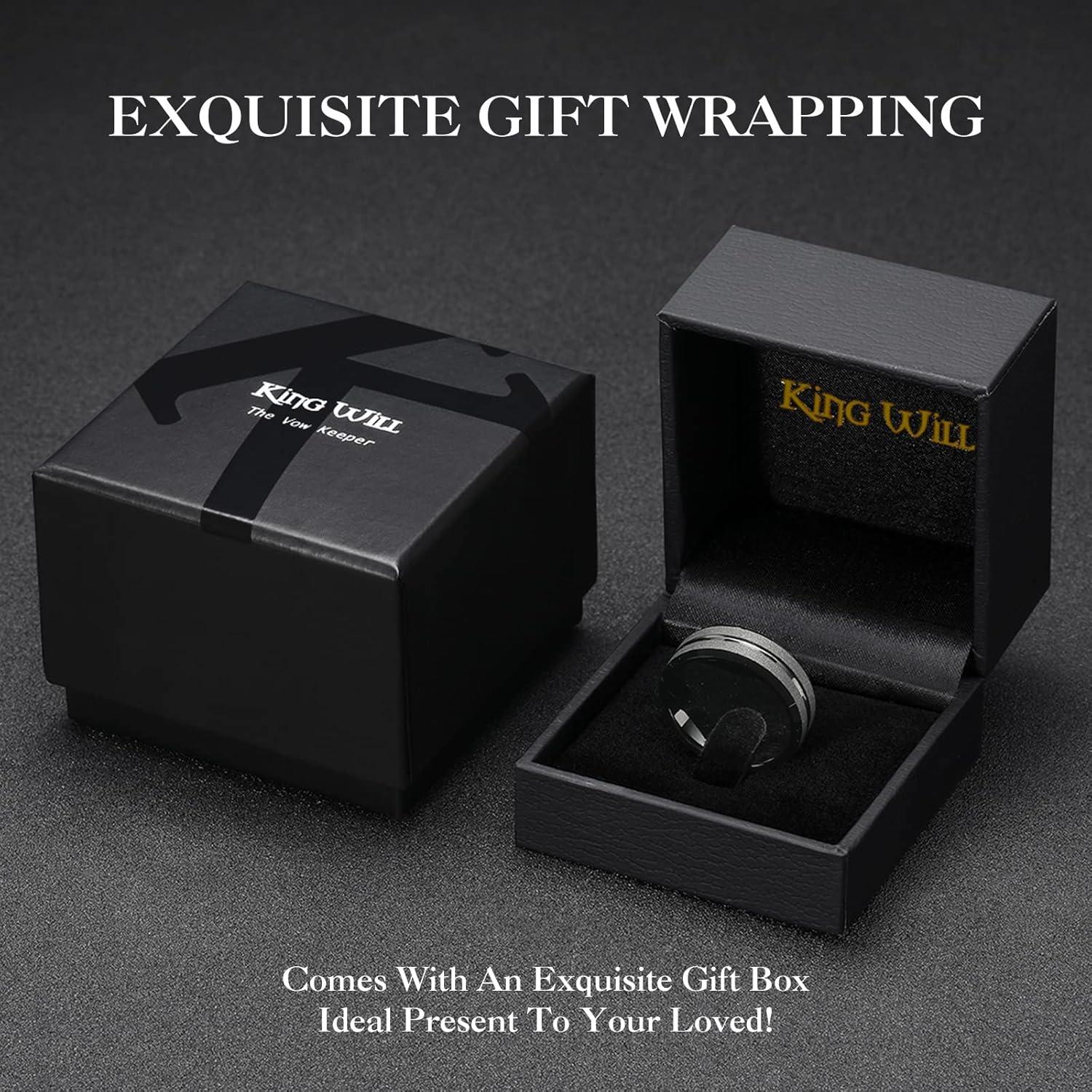 imageKing Will Mens 8mm Rose Gold GrooveGold LoopBlack Cross Groove Tungsten Carbide Wedding Ring Line Flat Pipe Cut Brushed Polished Comfort Fit 714FrostedBlack