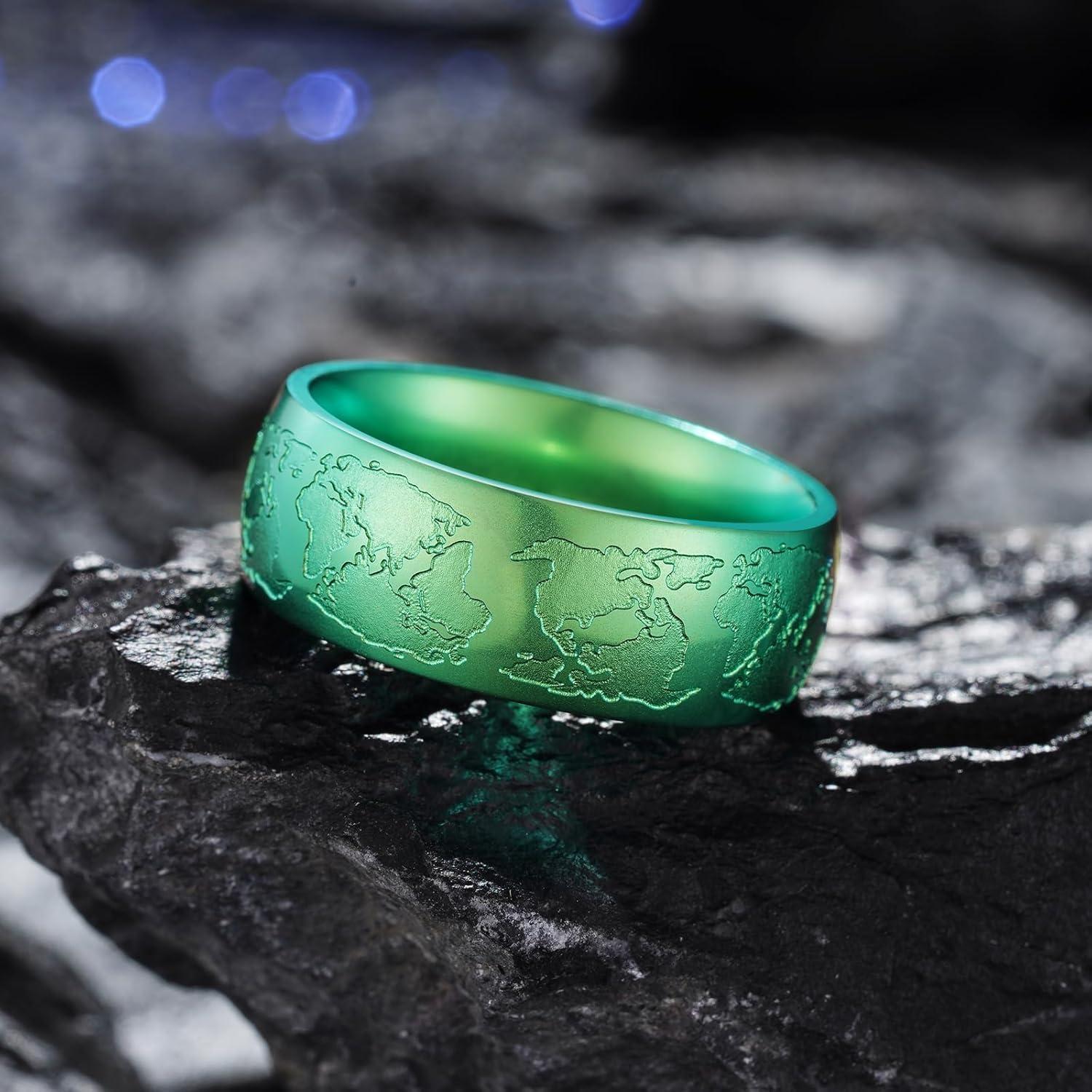 imageKing Will Mens Black Titanium Celtic Knot Wedding Bands 8mm Thumb Rings For Men Beveled Edge Comfort Fit Size 712Green MapDomed