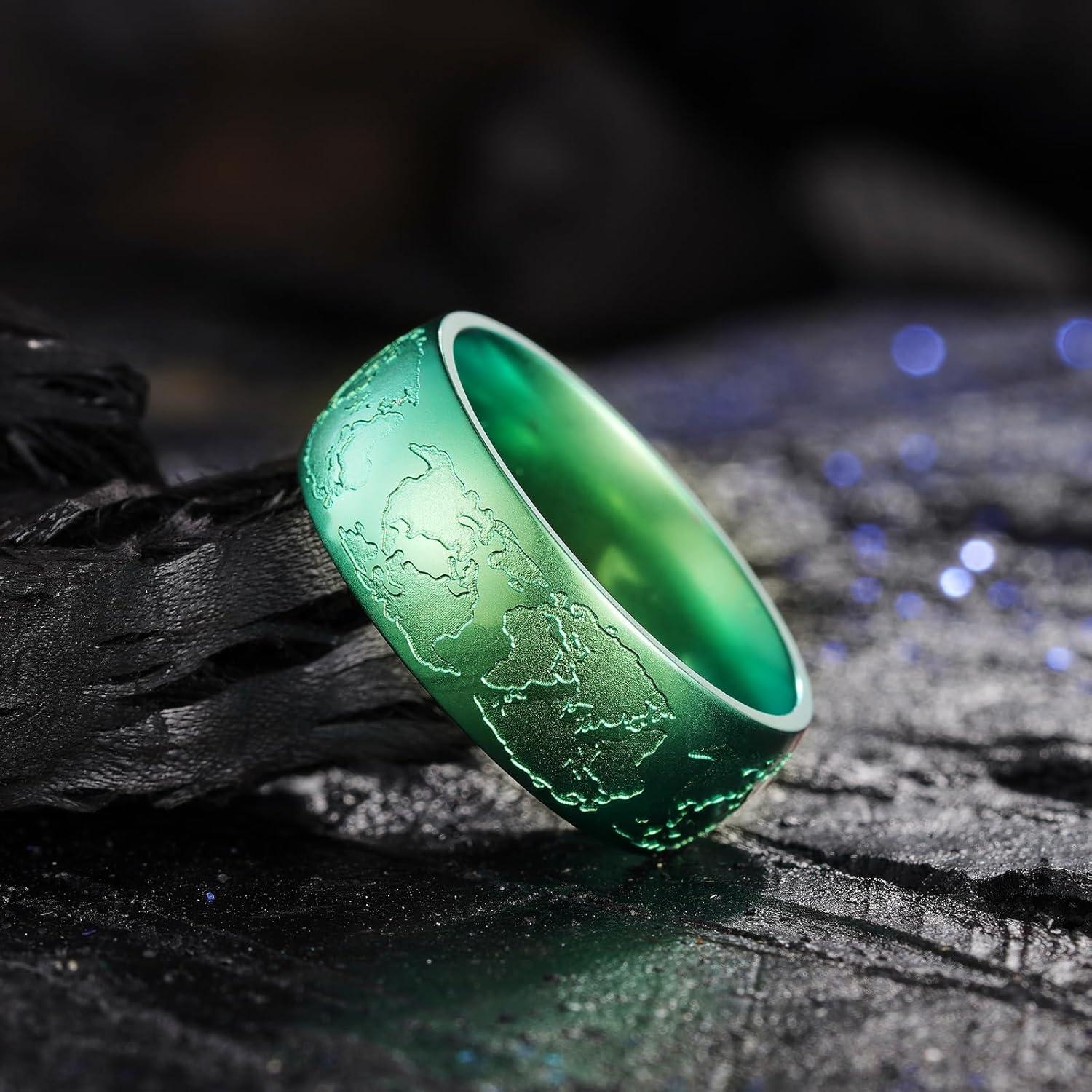 imageKing Will Mens Black Titanium Celtic Knot Wedding Bands 8mm Thumb Rings For Men Beveled Edge Comfort Fit Size 712Green MapDomed