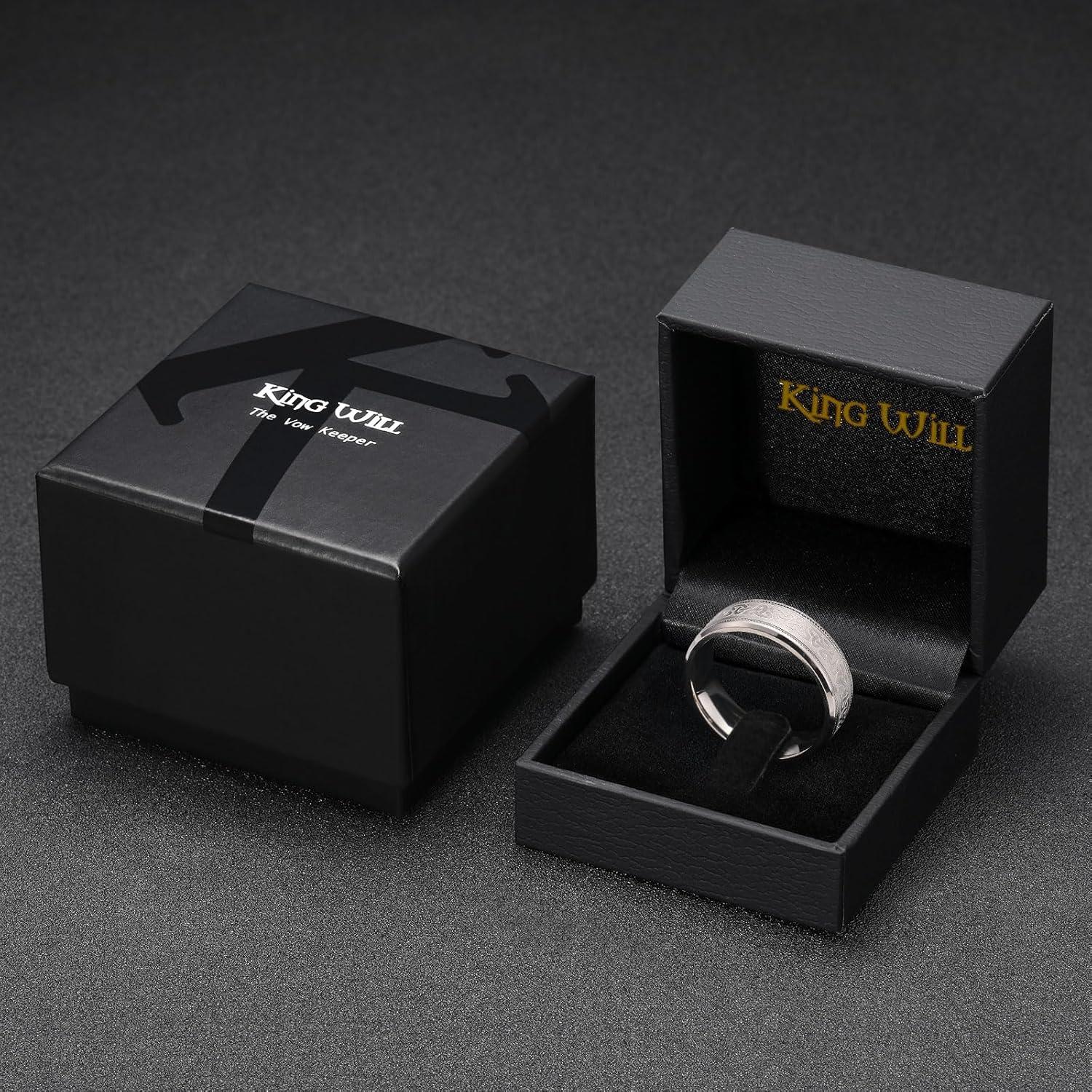 imageKing Will Mens Black Titanium Celtic Knot Wedding Bands 8mm Thumb Rings For Men Beveled Edge Comfort Fit Size 712Gunmetal