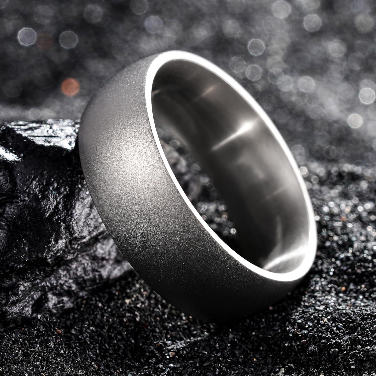 imageKing Will Mens Black Titanium Celtic Knot Wedding Bands 8mm Thumb Rings For Men Beveled Edge Comfort Fit Size 712GunmetalDomed