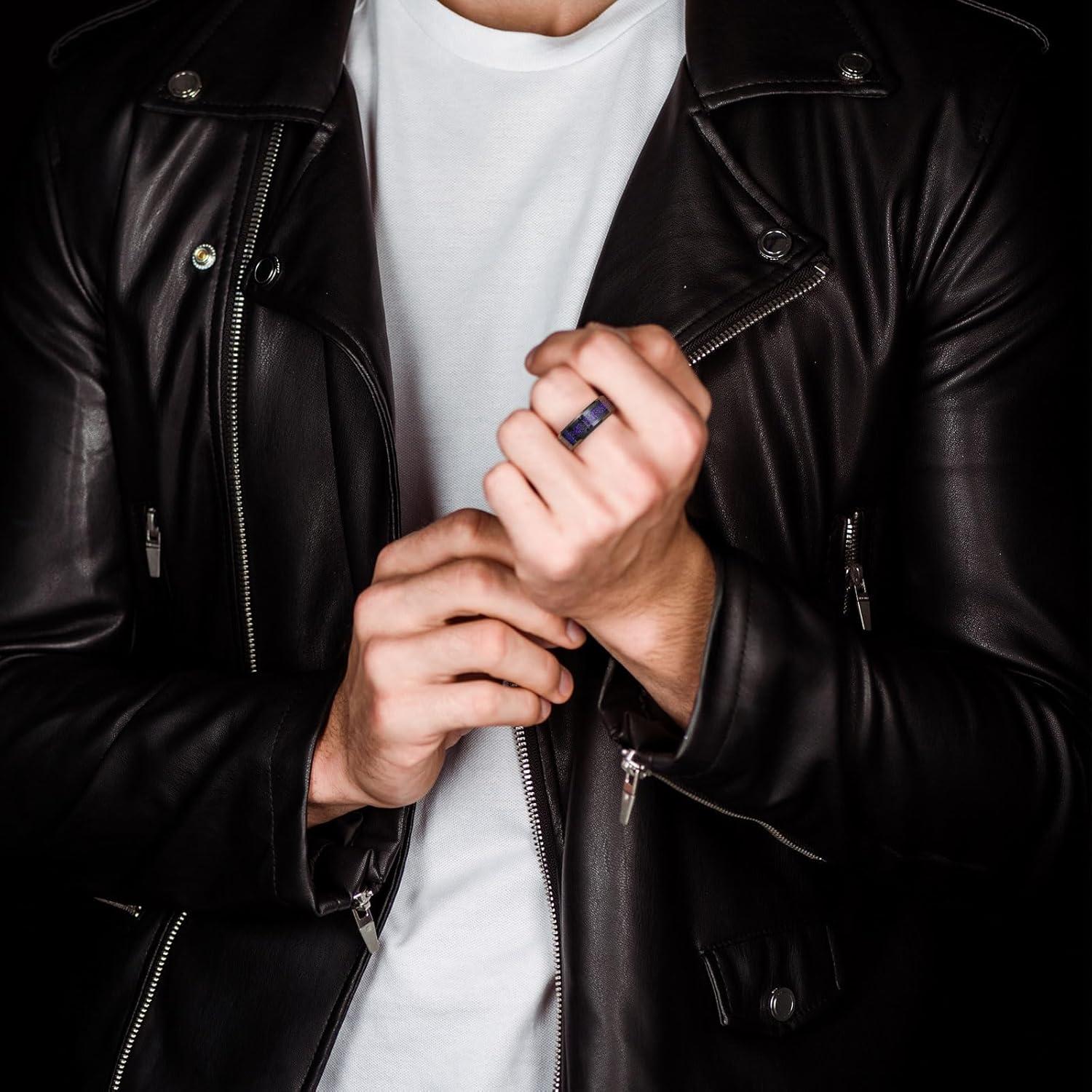 imageKing Will Mens Dragon Celtic Tungsten Ring 5678mm Widths Polished Beveled Edge Comfort Fit Carbide Wedding Band Promise Rings Size 416APurple 8mm