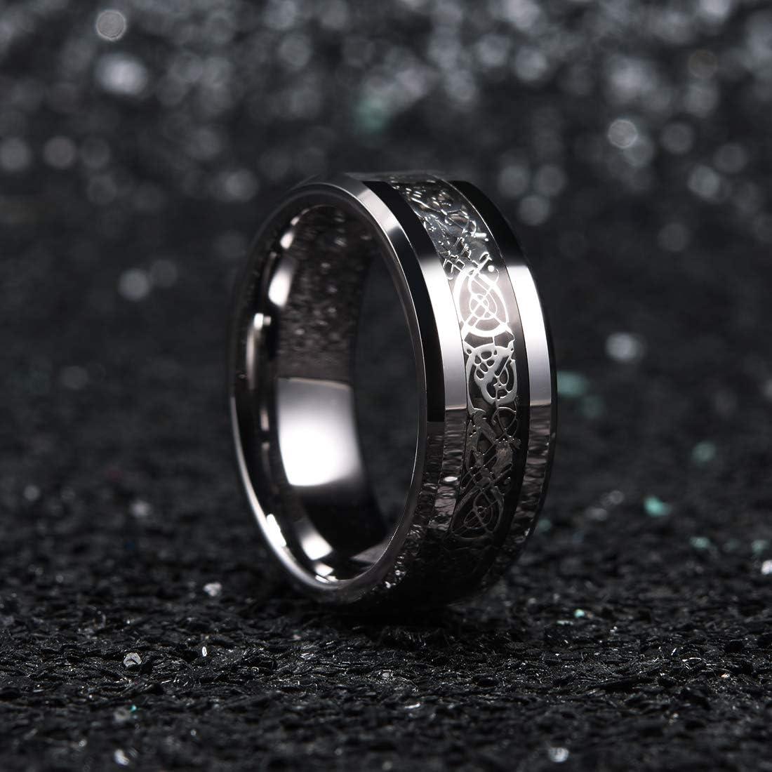 imageKing Will Mens Dragon Celtic Tungsten Ring 5678mm Widths Polished Beveled Edge Comfort Fit Carbide Wedding Band Promise Rings Size 416CSilver 8mm