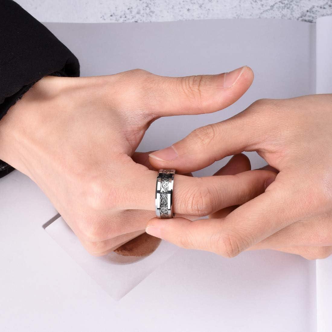 imageKing Will Mens Dragon Celtic Tungsten Ring 5678mm Widths Polished Beveled Edge Comfort Fit Carbide Wedding Band Promise Rings Size 416CSilver 8mm