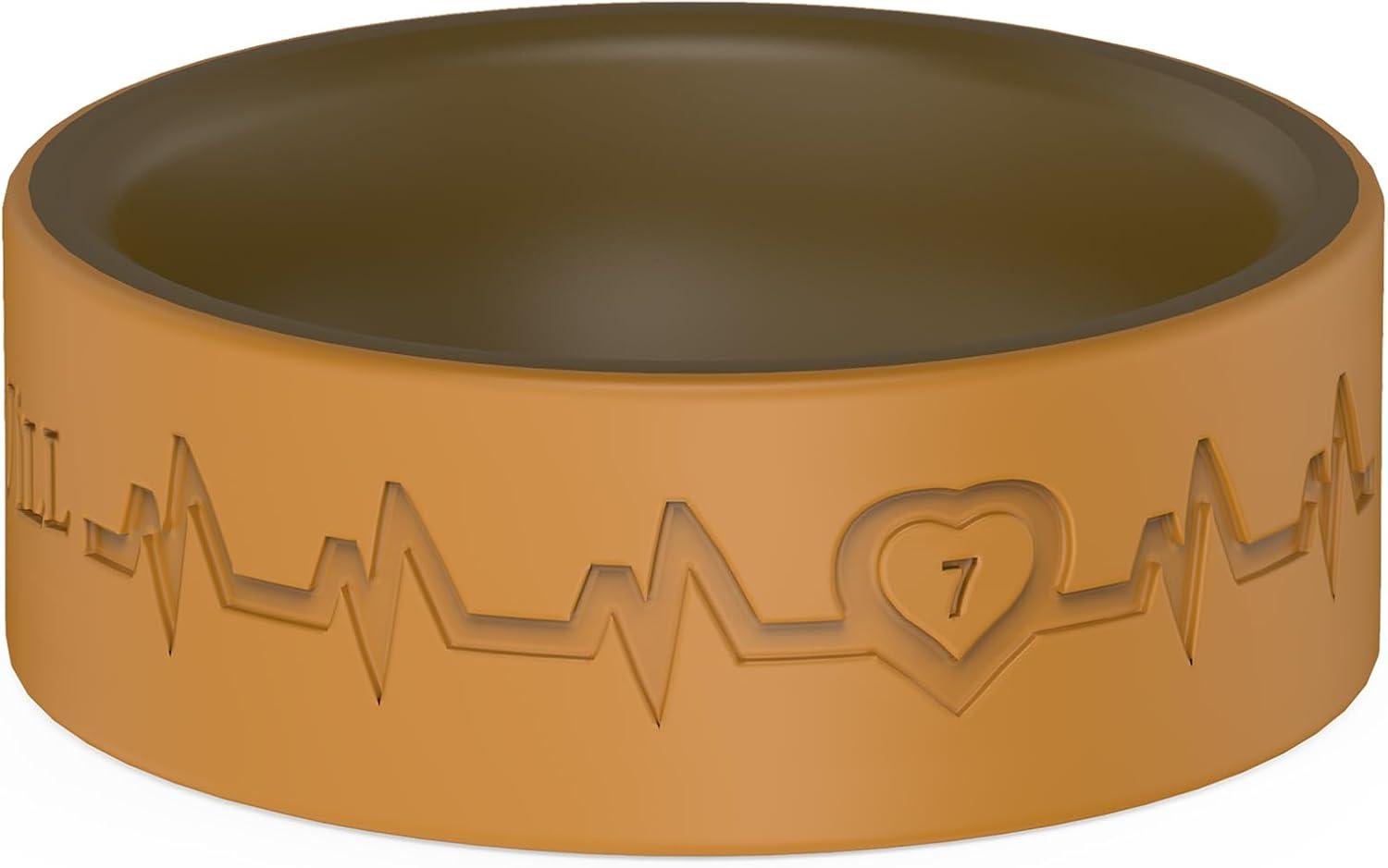 imageKing Will Mens Silicone Wedding Bands 8mm Comfort Fit with Unique Inner Groove Design Rubber Engagement Rings for Daily Wear and Activities 14 Variety MultipackBrownCoffee