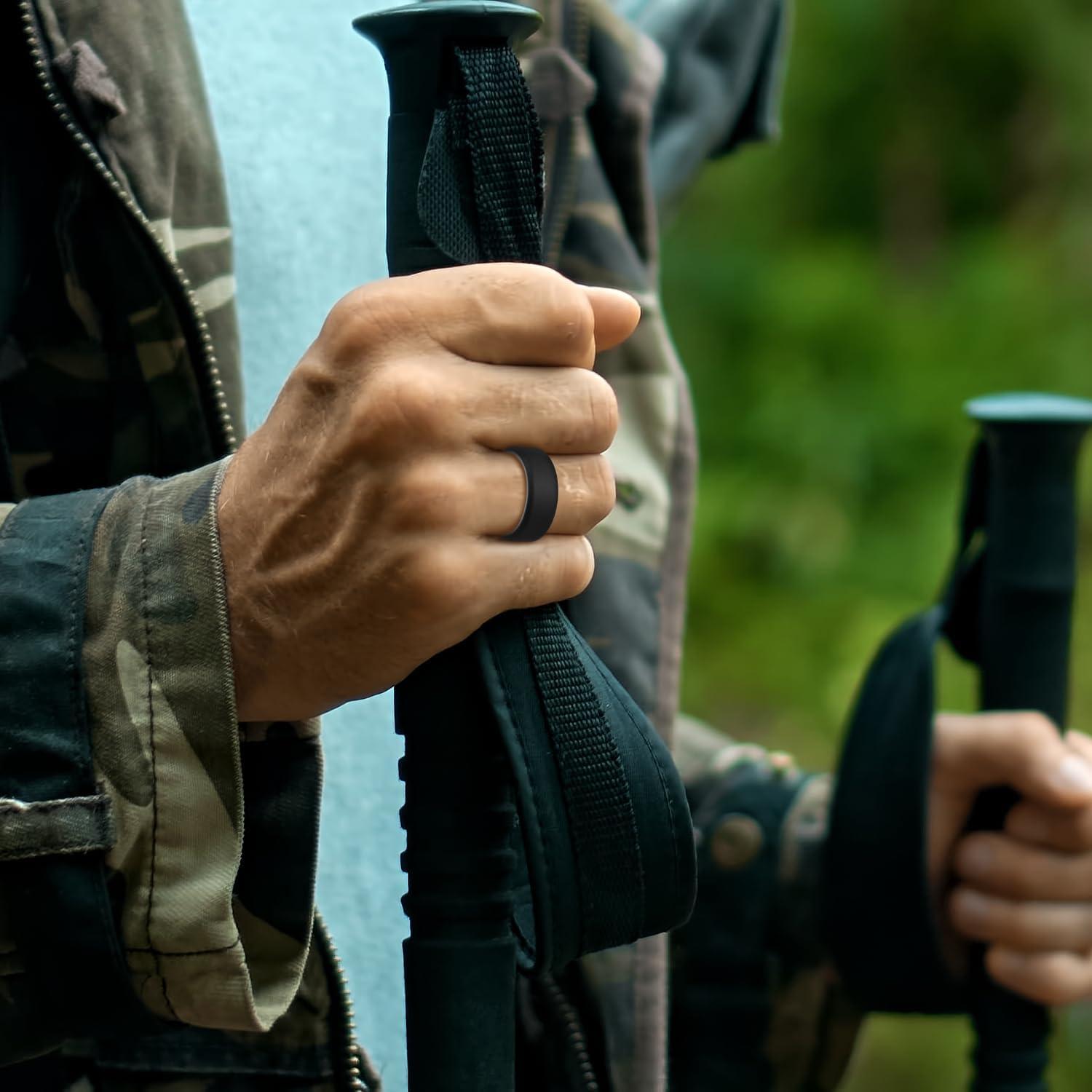 imageKing Will Mens Silicone Wedding Bands 8mm Comfort Fit with Unique Inner Groove Design Rubber Engagement Rings for Daily Wear and Activities 14 Variety MultipackBlackWhite