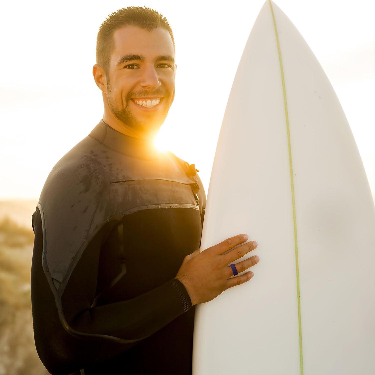 imageKing Will Mens Silicone Wedding Bands 8mm Comfort Fit with Unique Inner Groove Design Rubber Engagement Rings for Daily Wear and Activities 14 Variety MultipackTwoTone Purple