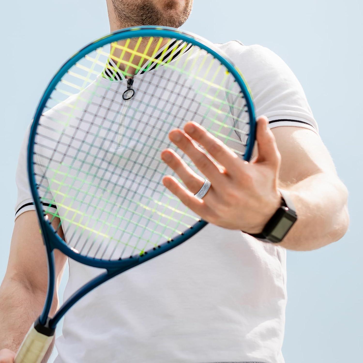 imageKing Will Mens Silicone Wedding Bands 8mm Comfort Fit with Unique Inner Groove Design Rubber Engagement Rings for Daily Wear and Activities 14 Variety MultipackBlueWhite