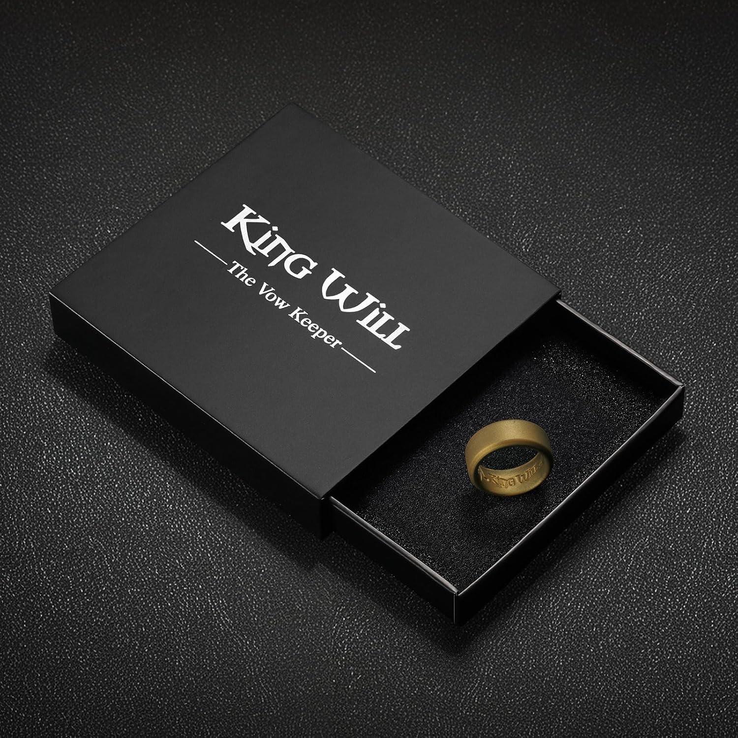 imageKing Will Mens Silicone Wedding Bands 8mm Comfort Fit with Unique Inner Groove Design Rubber Engagement Rings for Daily Wear and Activities 14 Variety MultipackMetallic Copper