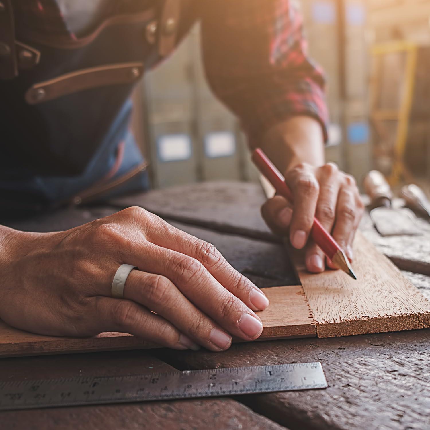 imageKing Will Mens Silicone Wedding Bands 8mm Comfort Fit with Unique Inner Groove Design Rubber Engagement Rings for Daily Wear and Activities 14 Variety MultipackBlackWhite