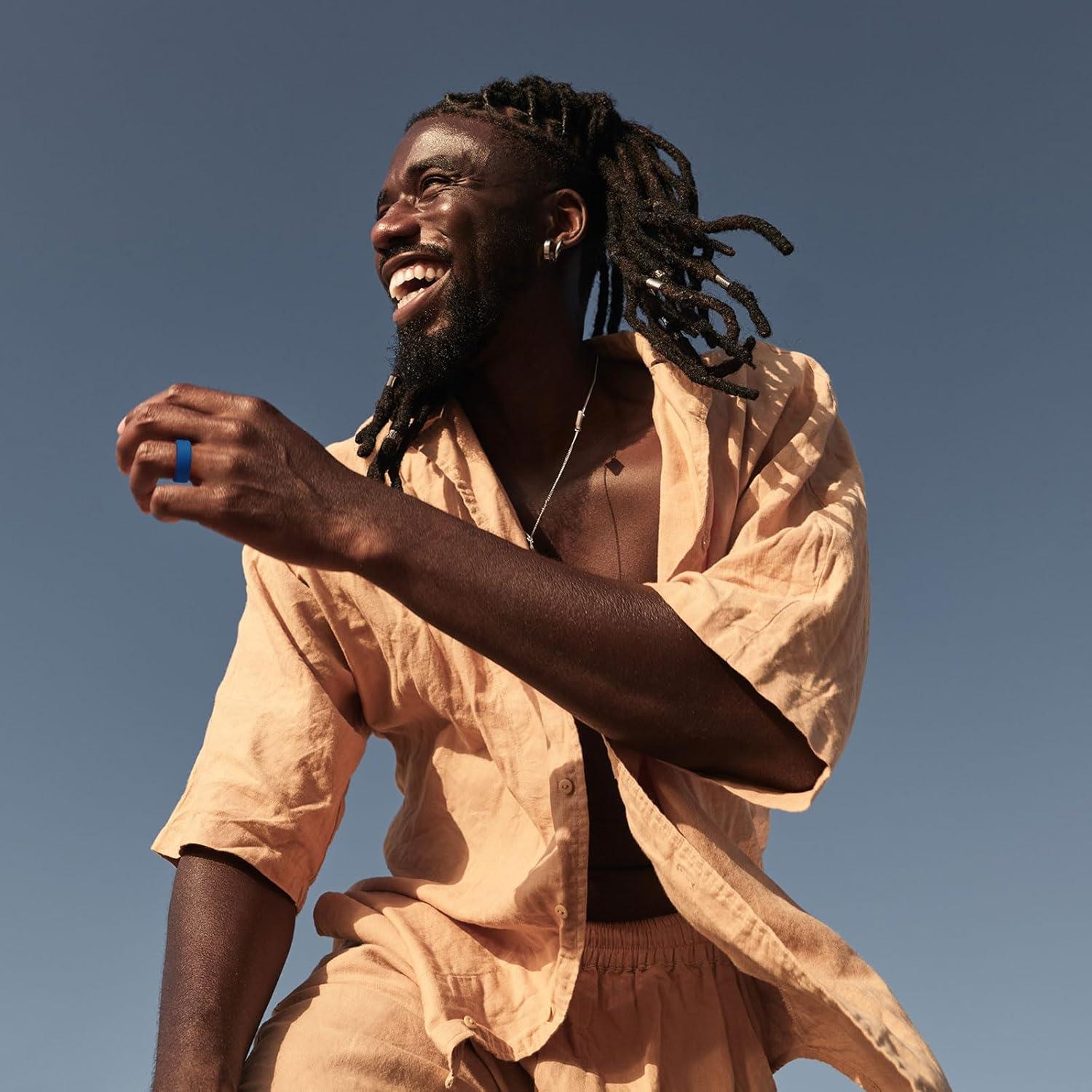 imageKing Will Mens Silicone Wedding Bands 8mm Comfort Fit with Unique Inner Groove Design Rubber Engagement Rings for Daily Wear and Activities 14 Variety MultipackBlueRed