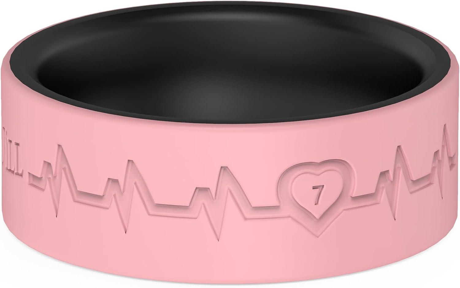 imageKing Will Mens Silicone Wedding Bands 8mm Comfort Fit with Unique Inner Groove Design Rubber Engagement Rings for Daily Wear and Activities 14 Variety MultipackBlackPink