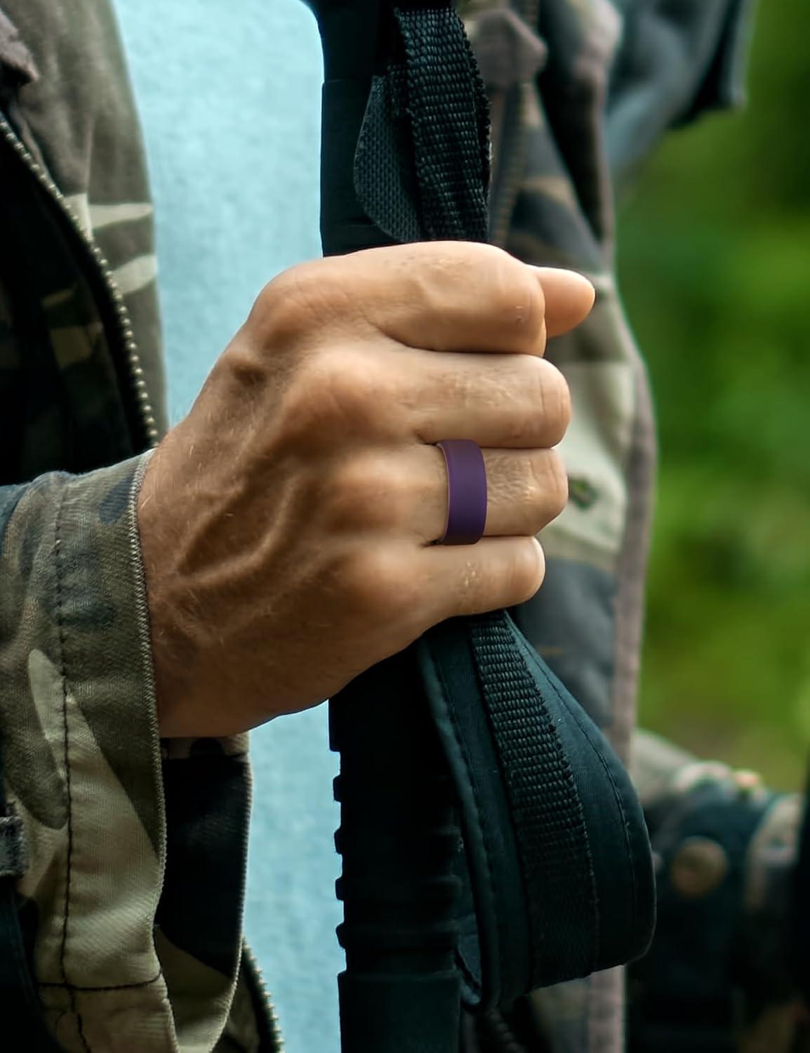 imageKing Will Mens Silicone Wedding Bands 8mm Comfort Fit with Unique Inner Groove Design Rubber Engagement Rings for Daily Wear and Activities 14 Variety MultipackPack 4F