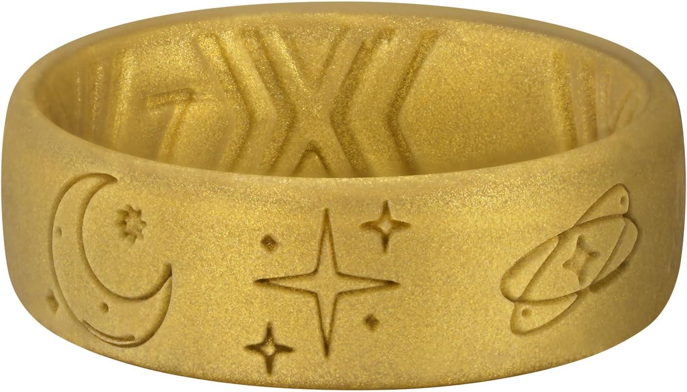 imageKing Will Mens Silicone Wedding Rings Star ampamp Moon Unisex Rubber Wedding BandsGold