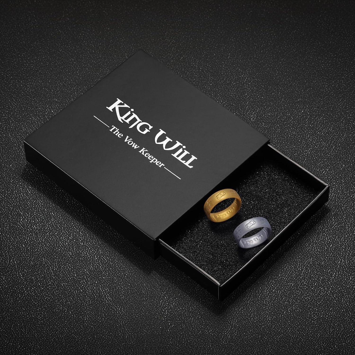 imageKing Will Mens Silicone Wedding Rings Star ampamp Moon Unisex Rubber Wedding BandsGoldMetallic Dark Gray