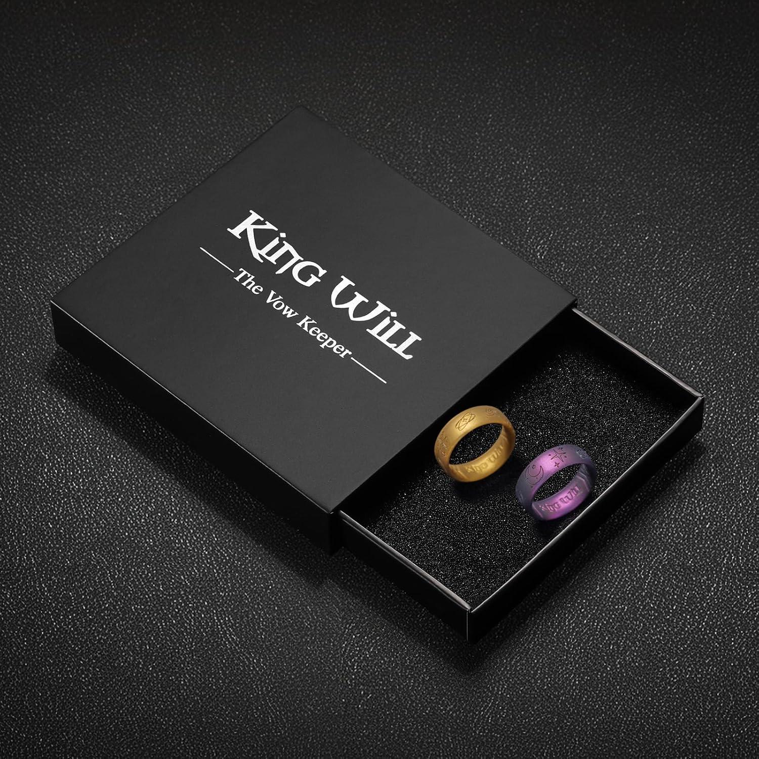 imageKing Will Mens Silicone Wedding Rings Star ampamp Moon Unisex Rubber Wedding BandsGoldStarry Sky Purple