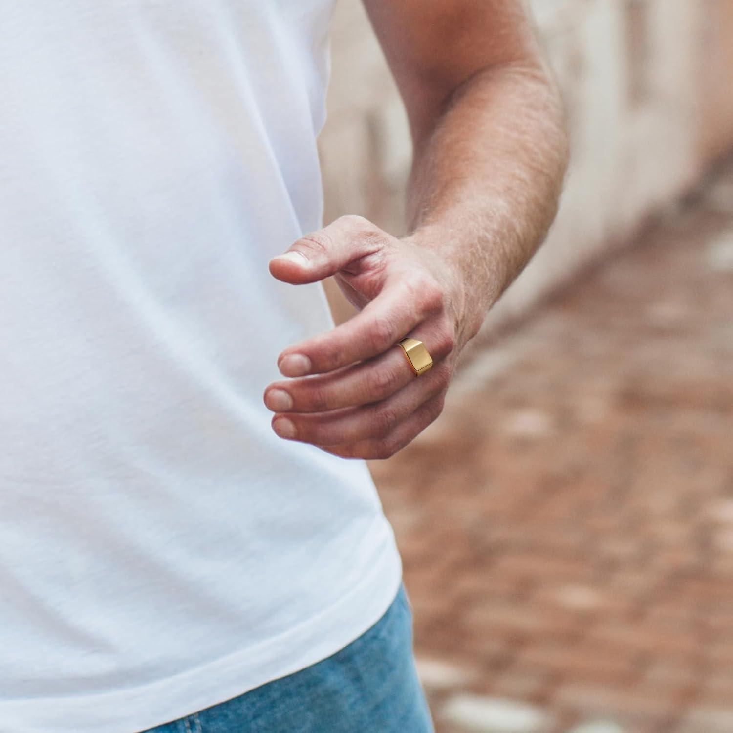 imageKing Will Mens Tungsten Signet Rings Thumb Pinky Biker Band Ring For Men High Polished Plain Wedding Statement Ring Comfort Fit Size 712Gold