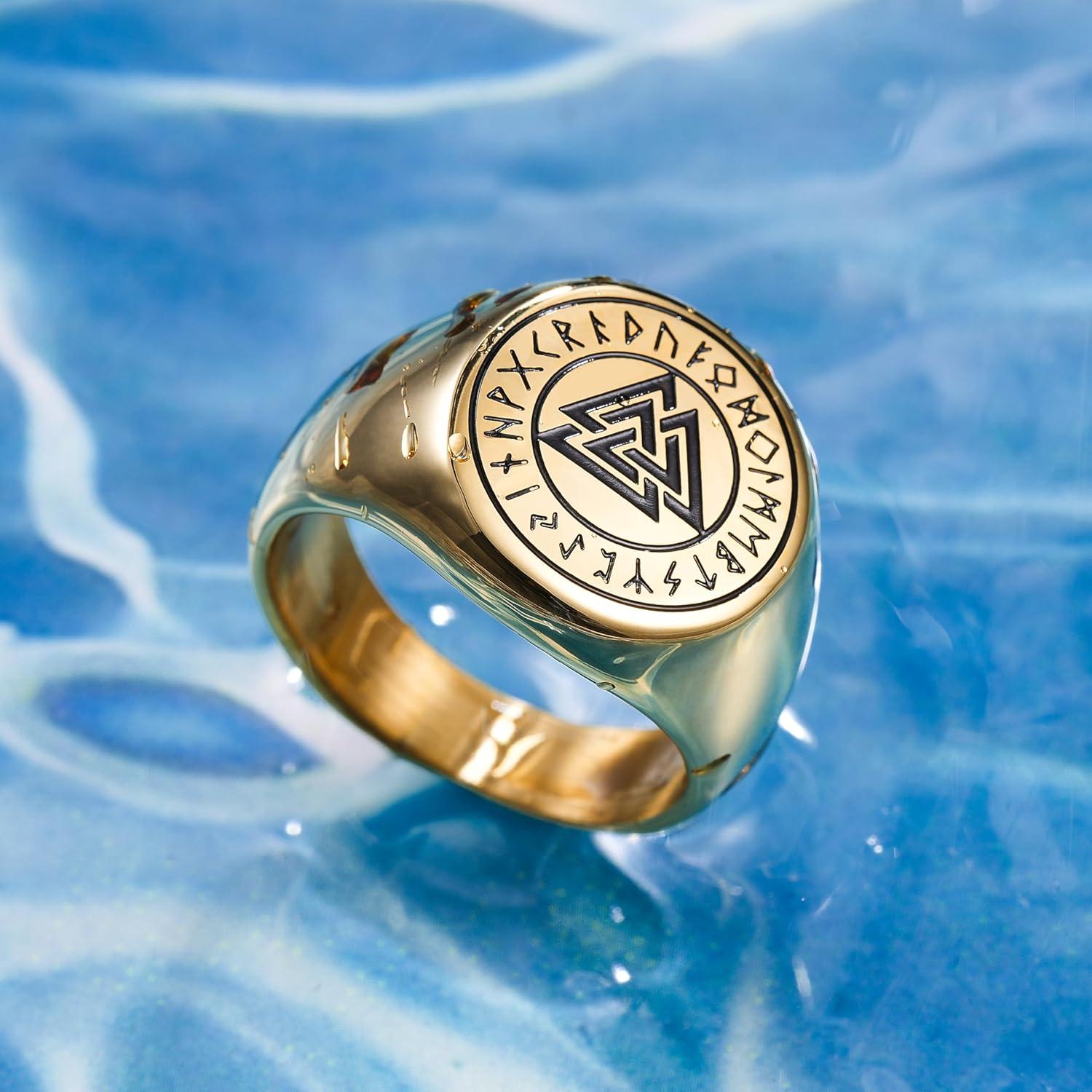 imageKing Will Mens Tungsten Signet Rings Thumb Pinky Biker Band Ring For Men High Polished Plain Wedding Statement Ring Comfort Fit Size 712RunesGold