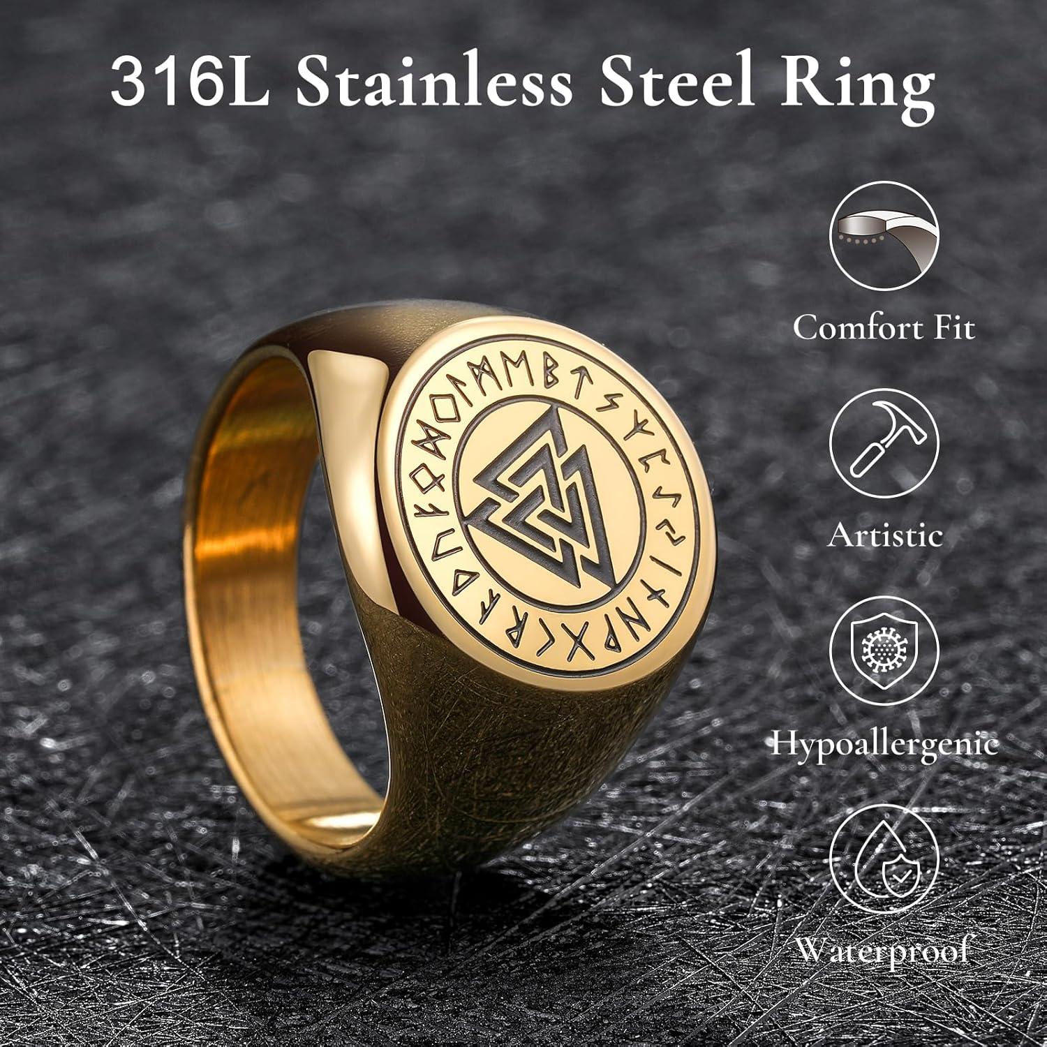 imageKing Will Mens Tungsten Signet Rings Thumb Pinky Biker Band Ring For Men High Polished Plain Wedding Statement Ring Comfort Fit Size 712RunesGold