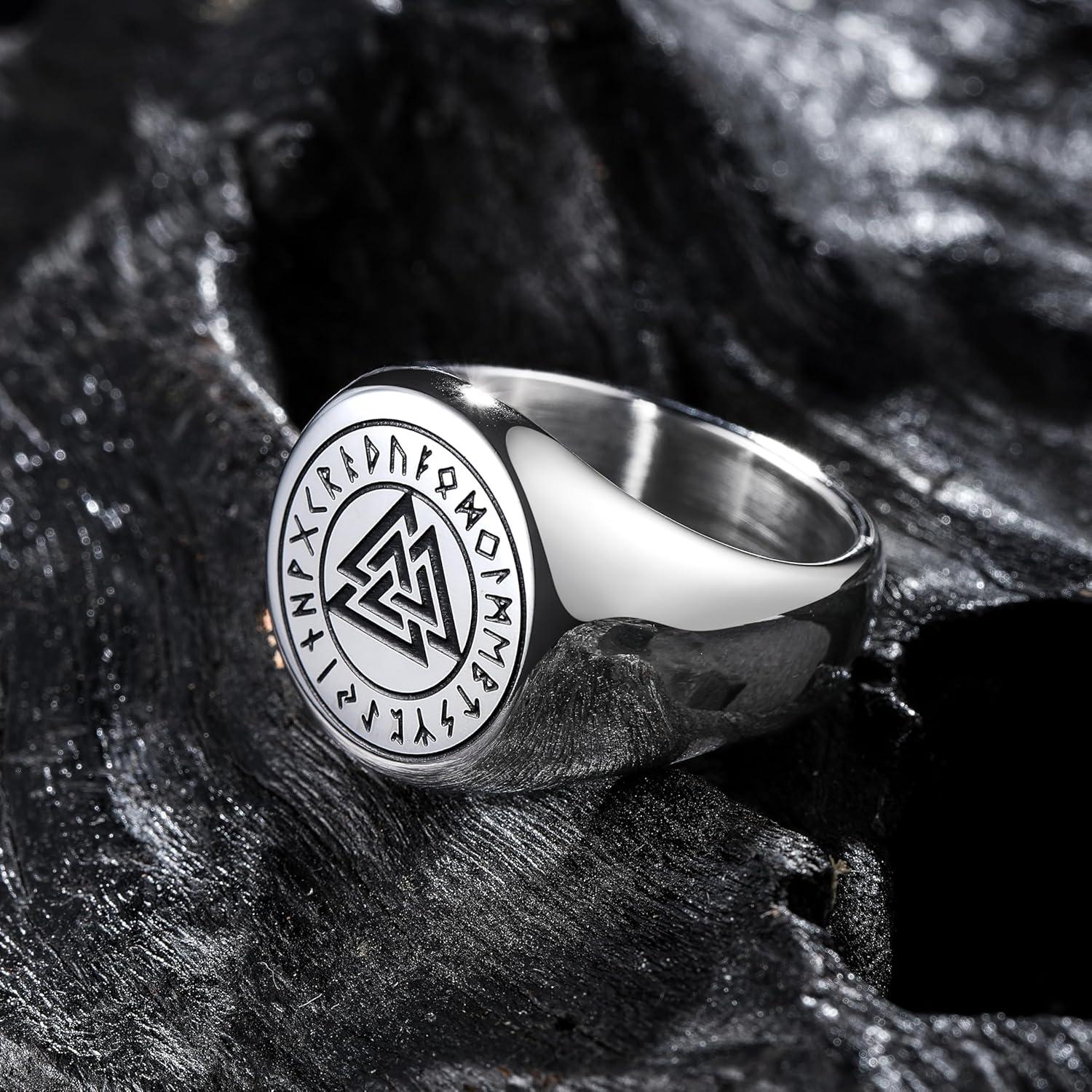 imageKing Will Mens Tungsten Signet Rings Thumb Pinky Biker Band Ring For Men High Polished Plain Wedding Statement Ring Comfort Fit Size 712RunesSilver