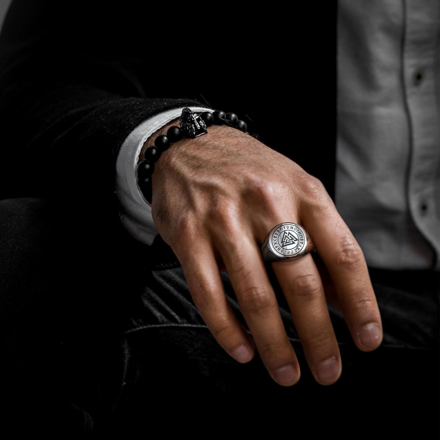 imageKing Will Mens Tungsten Signet Rings Thumb Pinky Biker Band Ring For Men High Polished Plain Wedding Statement Ring Comfort Fit Size 712RunesSilver