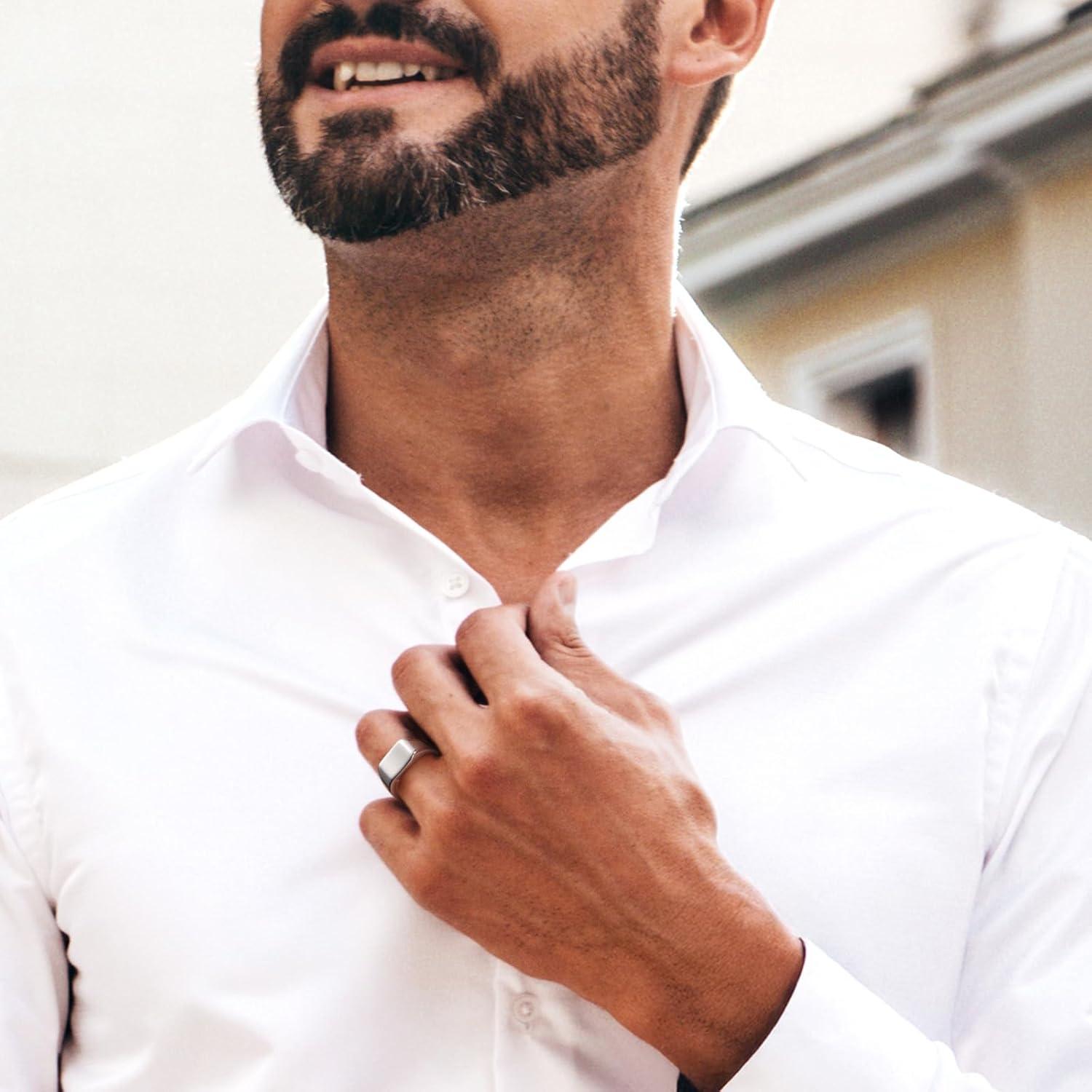 imageKing Will Mens Tungsten Signet Rings Thumb Pinky Biker Band Ring For Men High Polished Plain Wedding Statement Ring Comfort Fit Size 712Silver