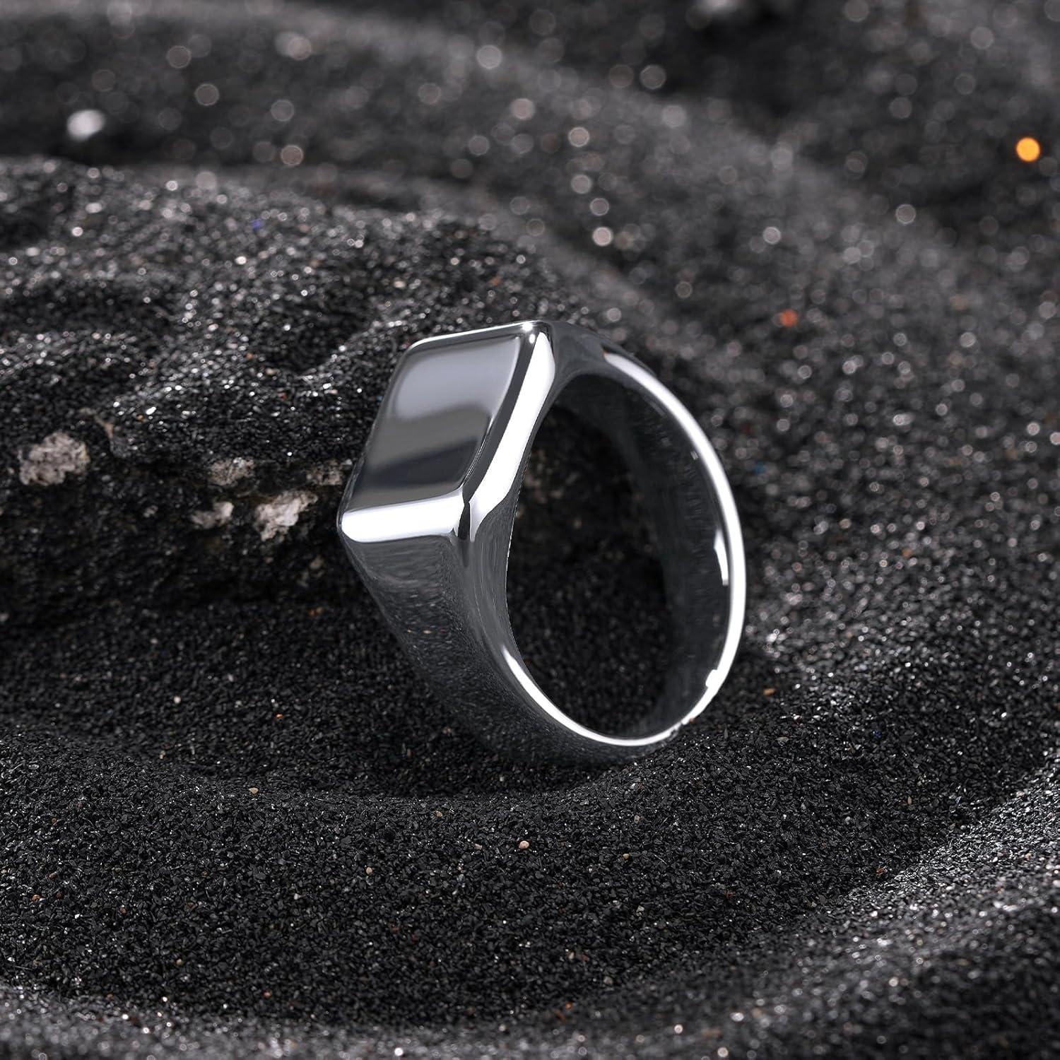 imageKing Will Mens Tungsten Signet Rings Thumb Pinky Biker Band Ring For Men High Polished Plain Wedding Statement Ring Comfort Fit Size 712Silver