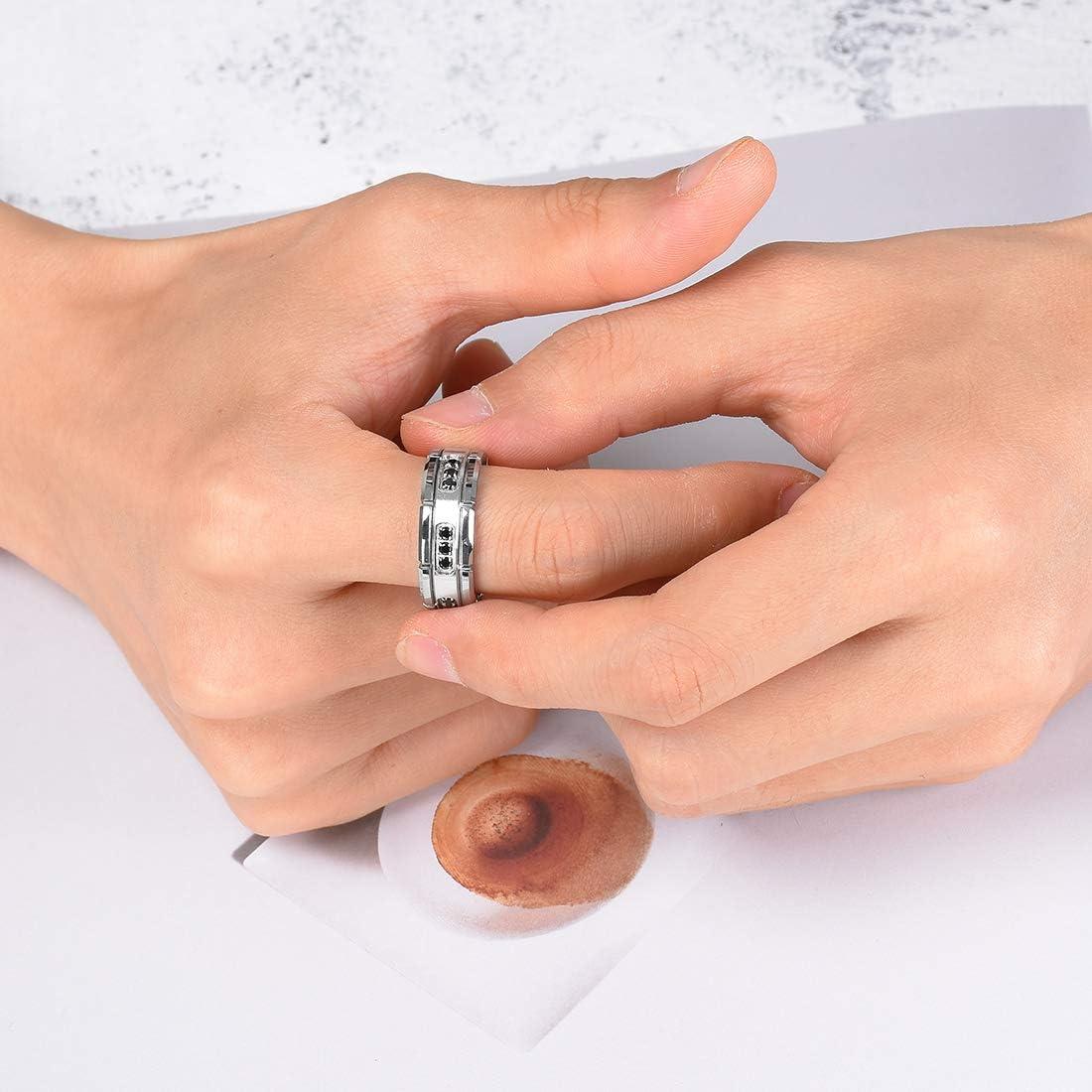 imageKing Will Mens Tungsten Wedding Band with Cubic Zircon Inlay 7mm8mm Flat Cut Comfort Fit Engagement RingsSilverBlack8mm