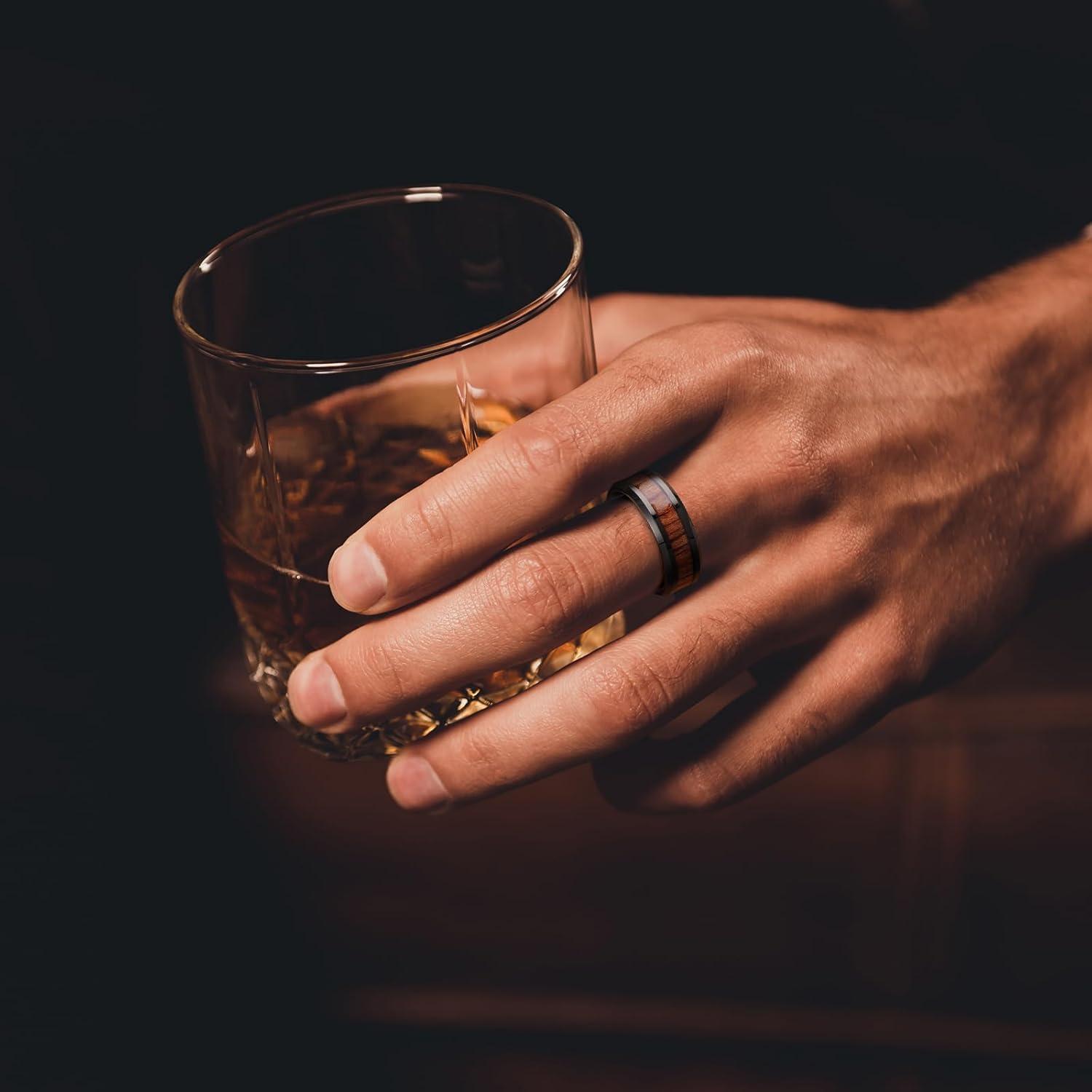 imageKing Will Nature Koa Wood Inlay Tungsten Carbide Wedding Ring 8mm SilverBlackGoldGreenRose GoldBlue Wedding Band for Men High Polished Anniversary Rings Comfort Fit Size 615Black