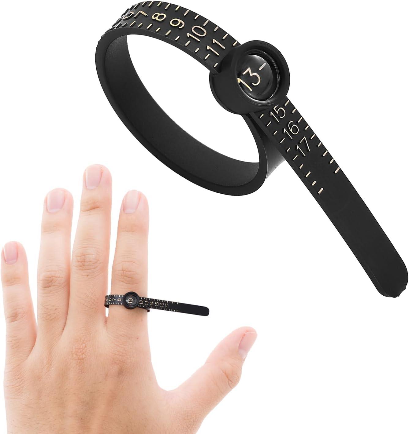 imageKing Will Ring Sizer Finger Ring Gauge Reusable Measuring Tool 013 with Half Size 27 PCSBlack Gold