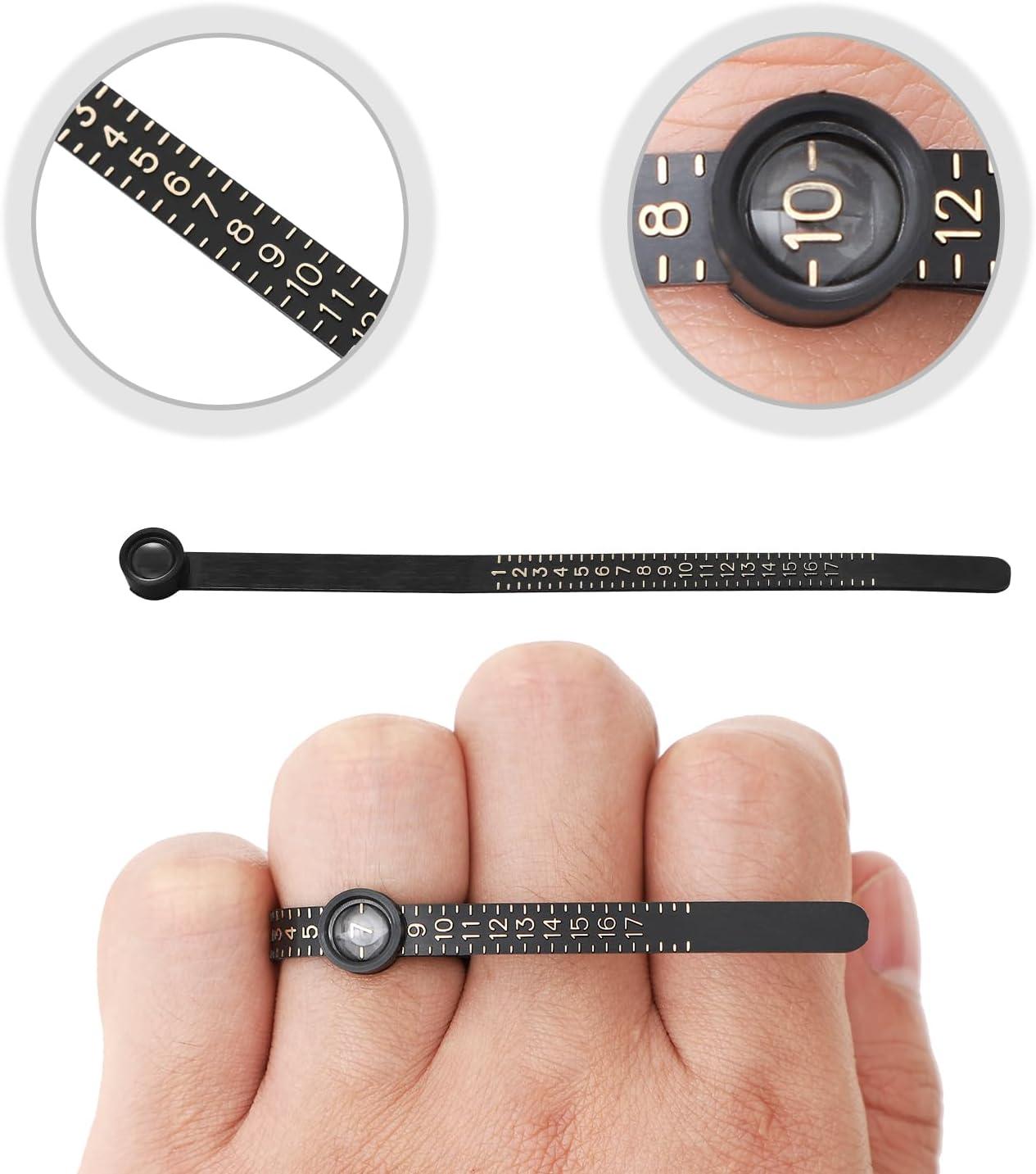 imageKing Will Ring Sizer Finger Ring Gauge Reusable Measuring Tool 013 with Half Size 27 PCSBlack Gold